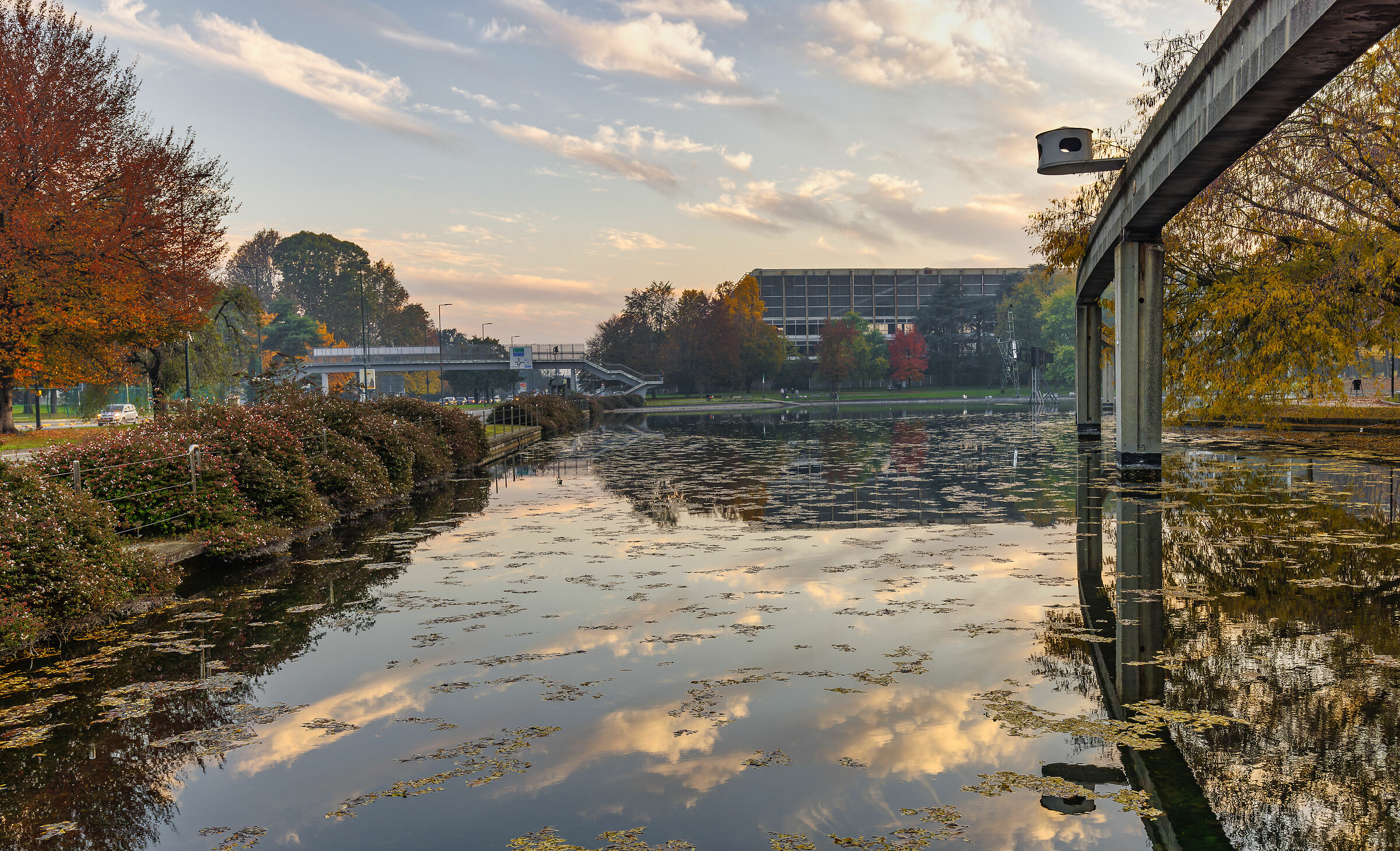 Sullo sfondo: Palazzo del Lavoro di Nervi, abbandonato