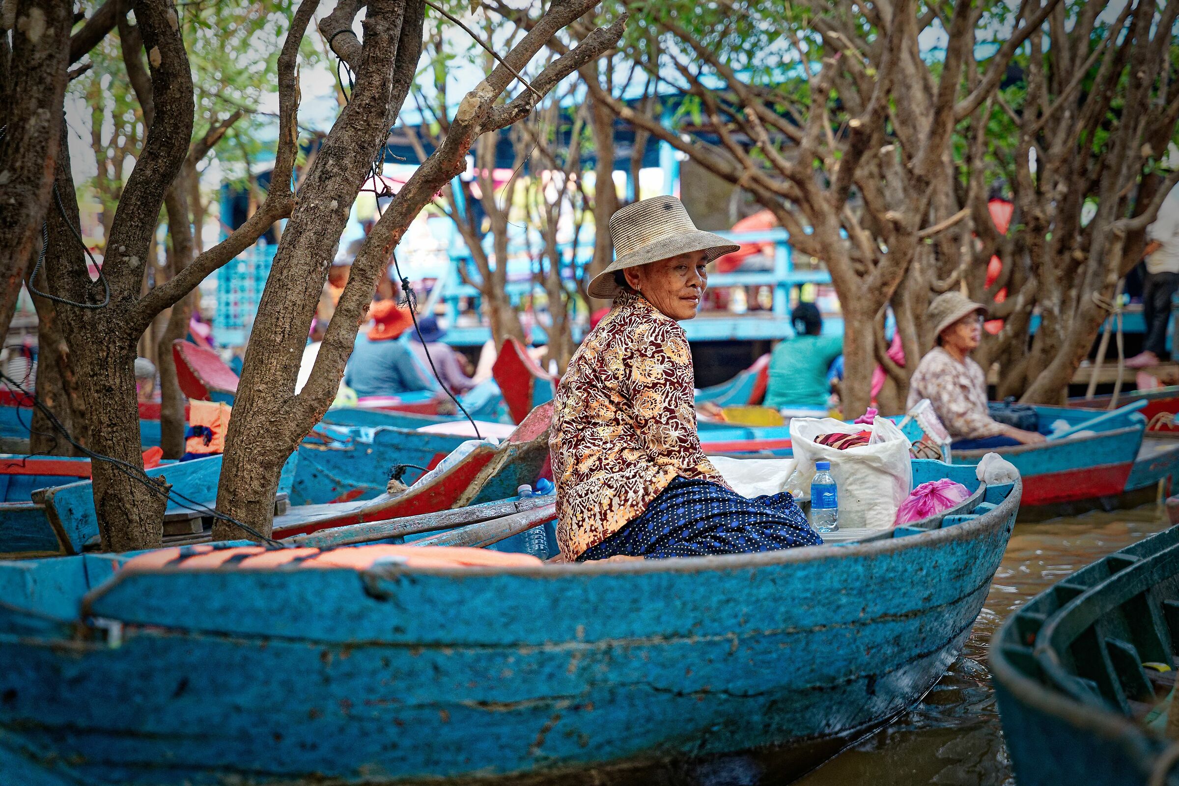 barche nella foresta di mangrovie