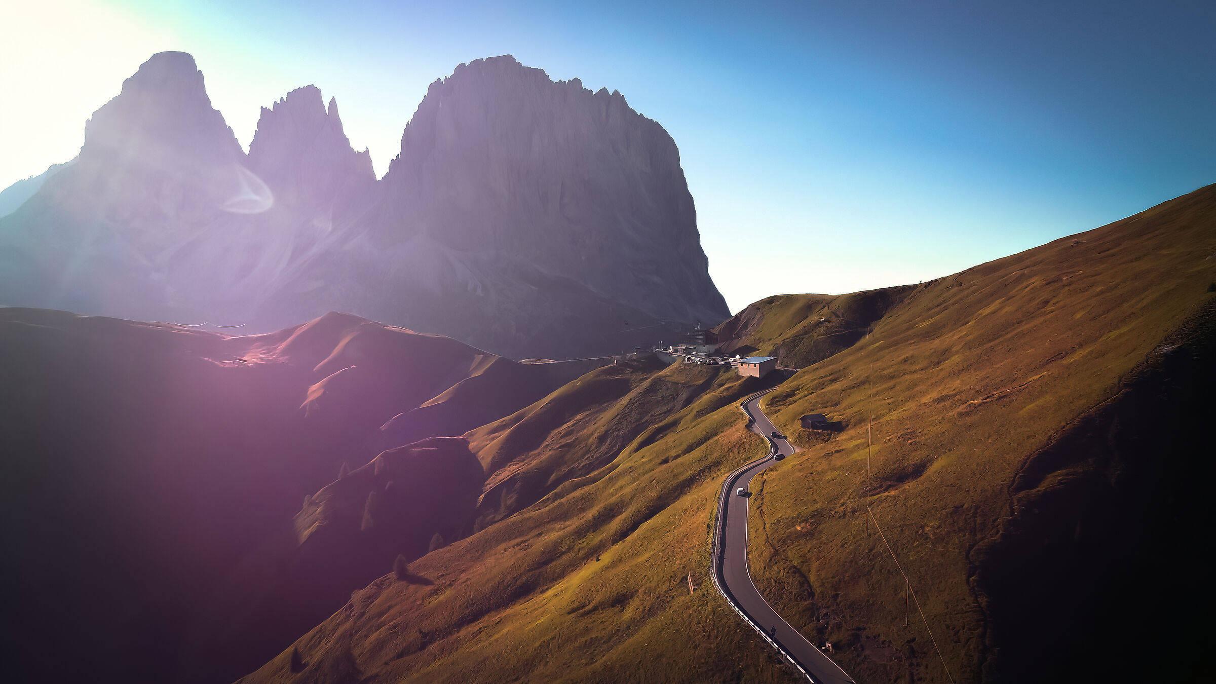 volando sopra il passo Sella