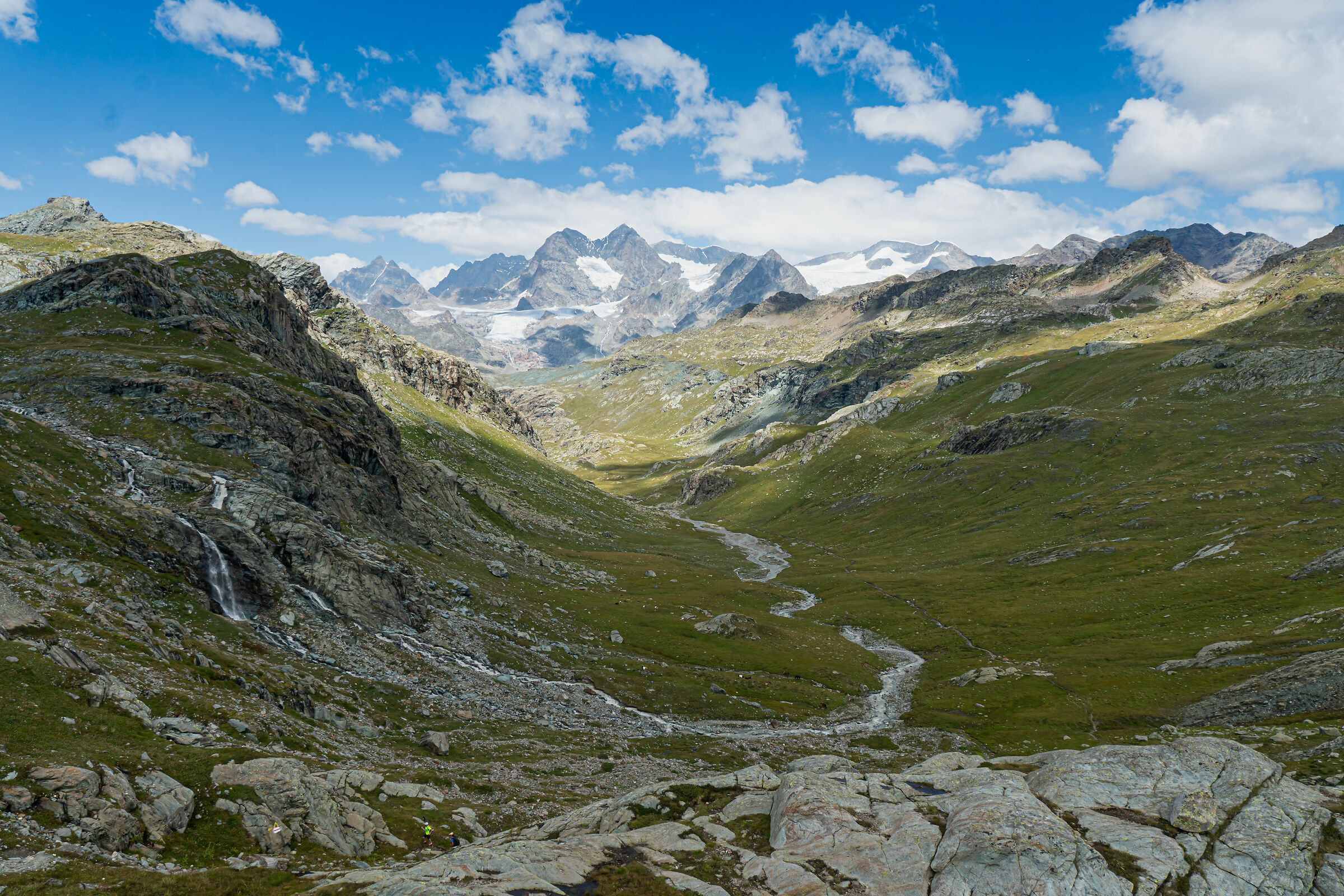 Alpe Poschiavino and Bernina group in the distance