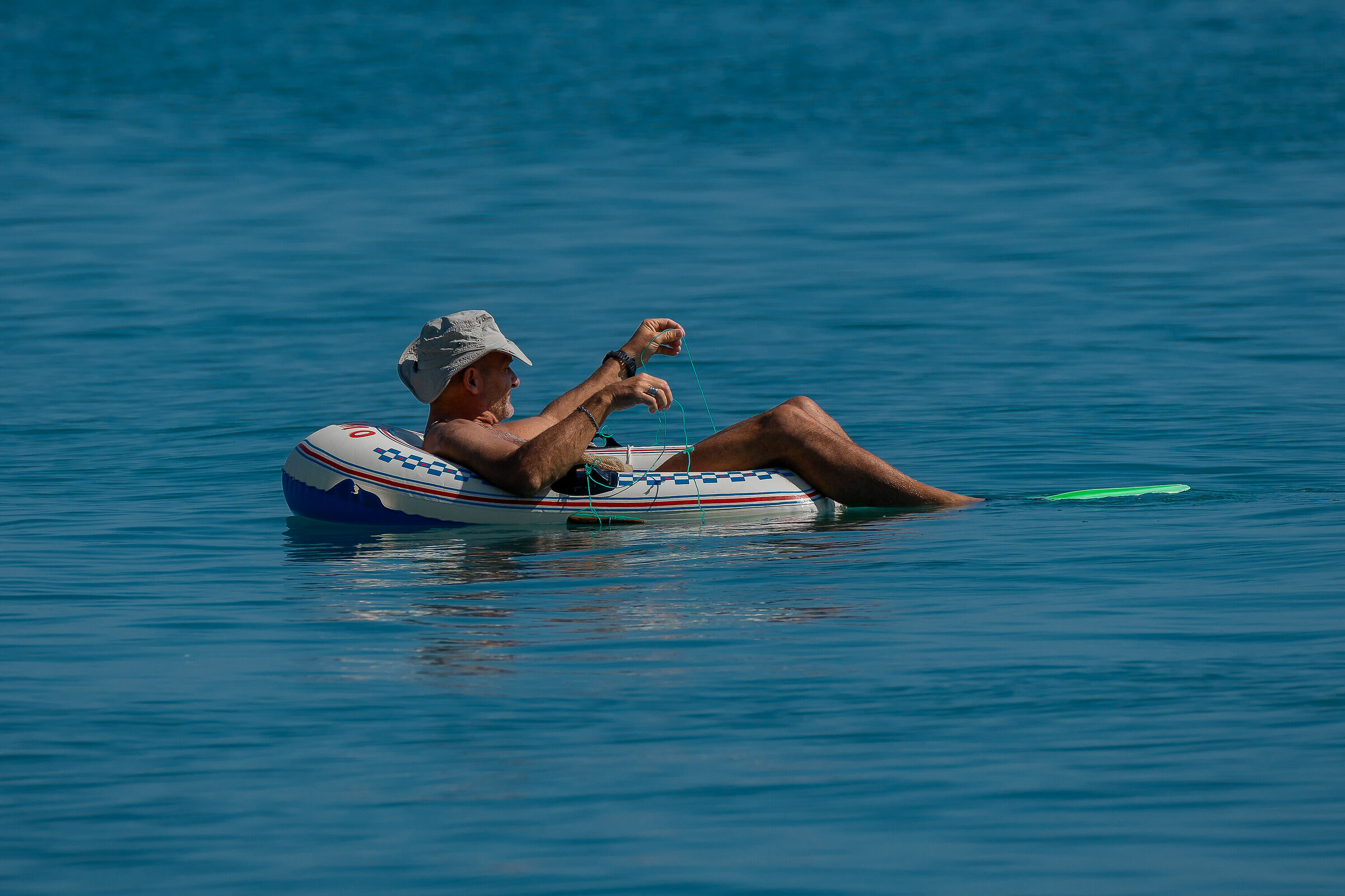 in a calm sea...........