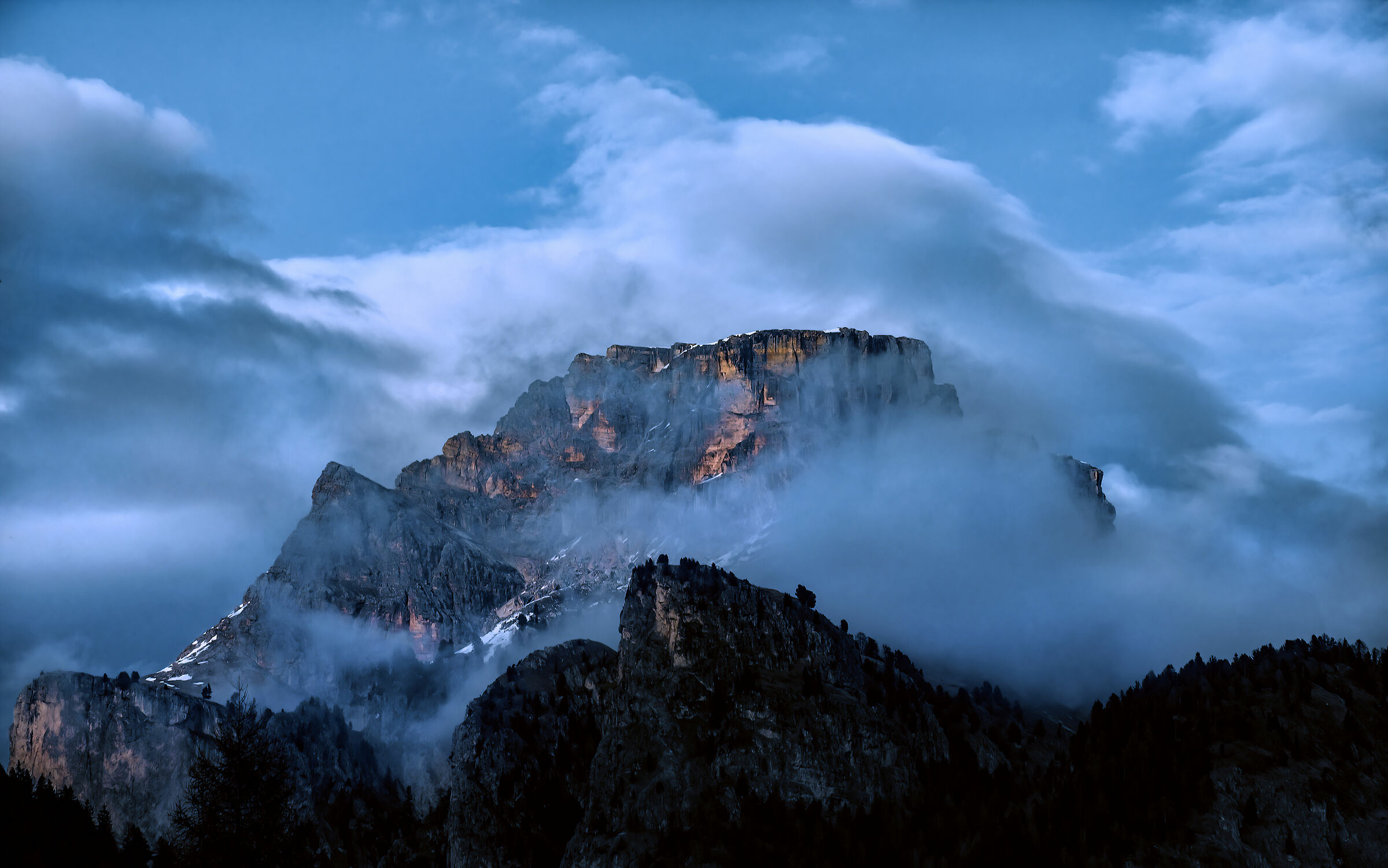 now blue at the Sassolungo .in the heart of Trentino...