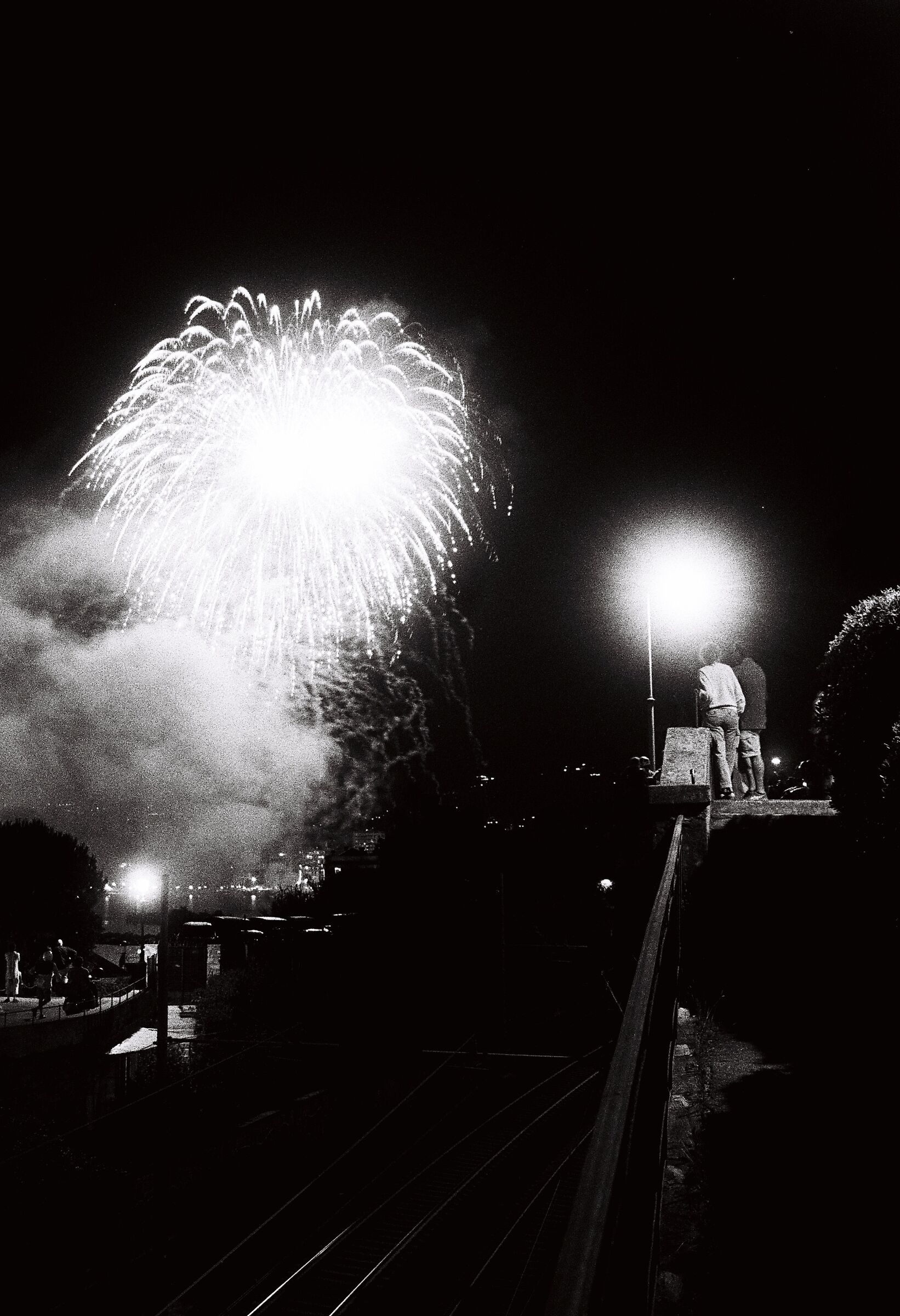Fuochi d'artificio e una coppia