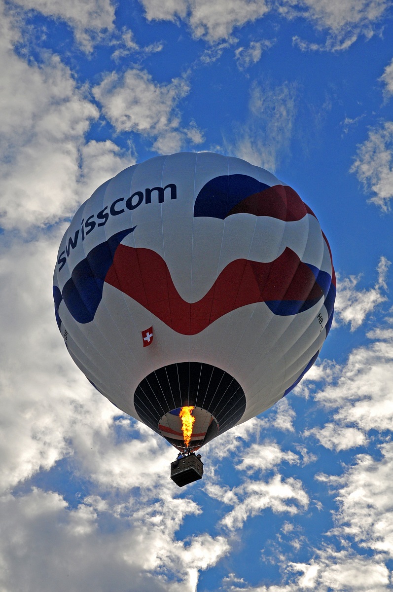 Hot air balloon in flight