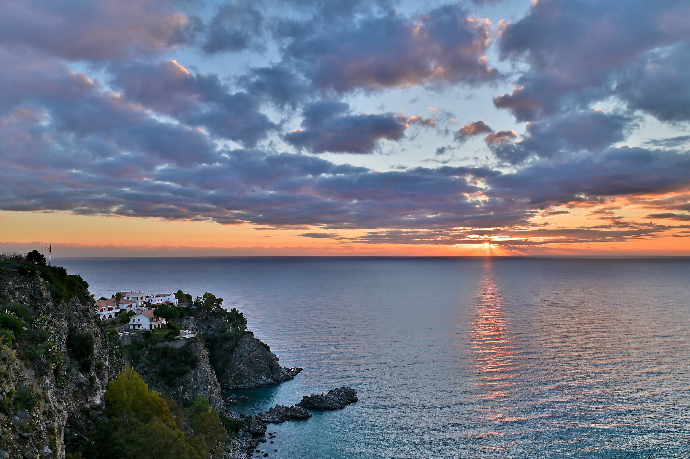 Sunrise over the sea in Copanello di Stalettì