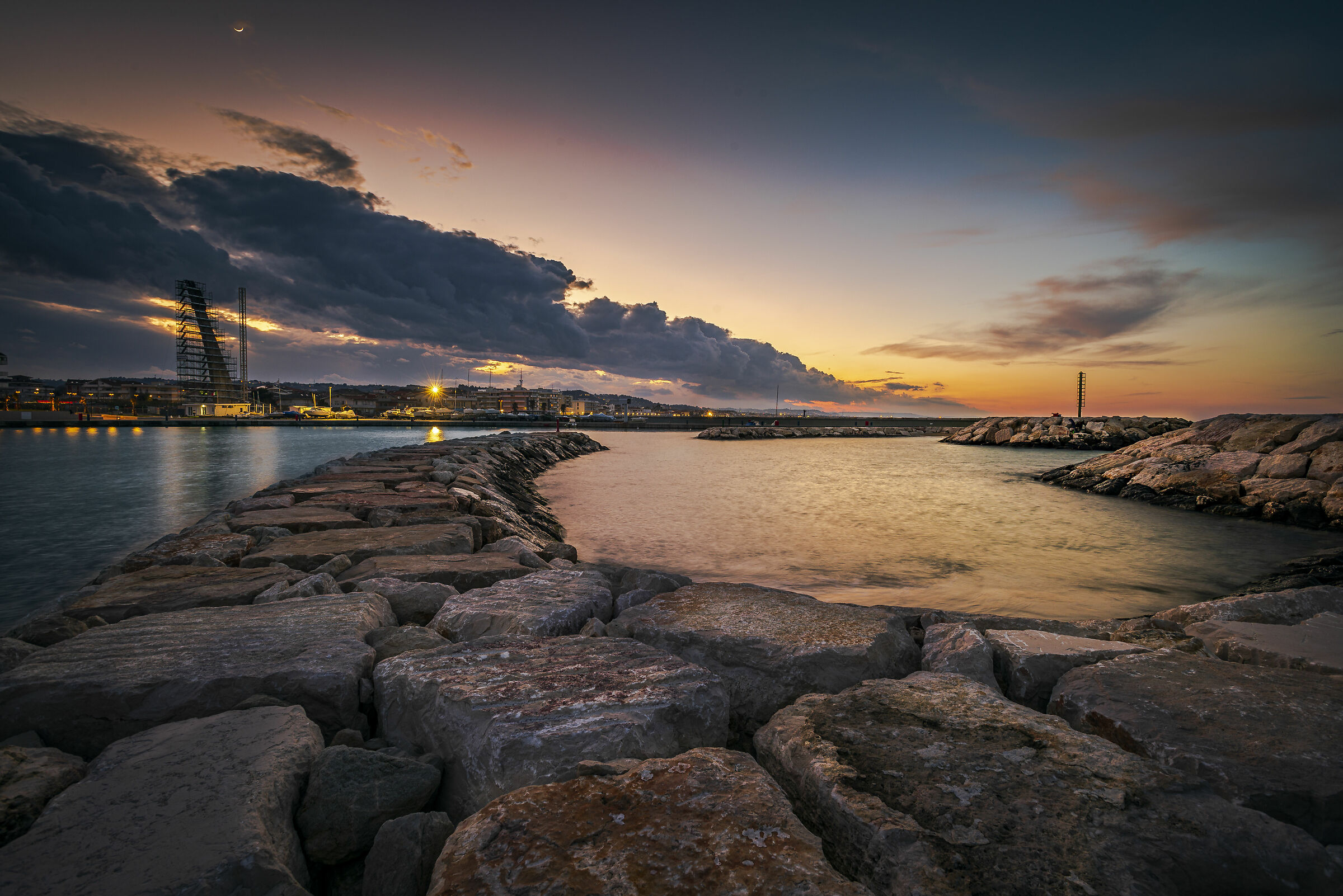 Sunset at the small port of Francavilla all Mare
