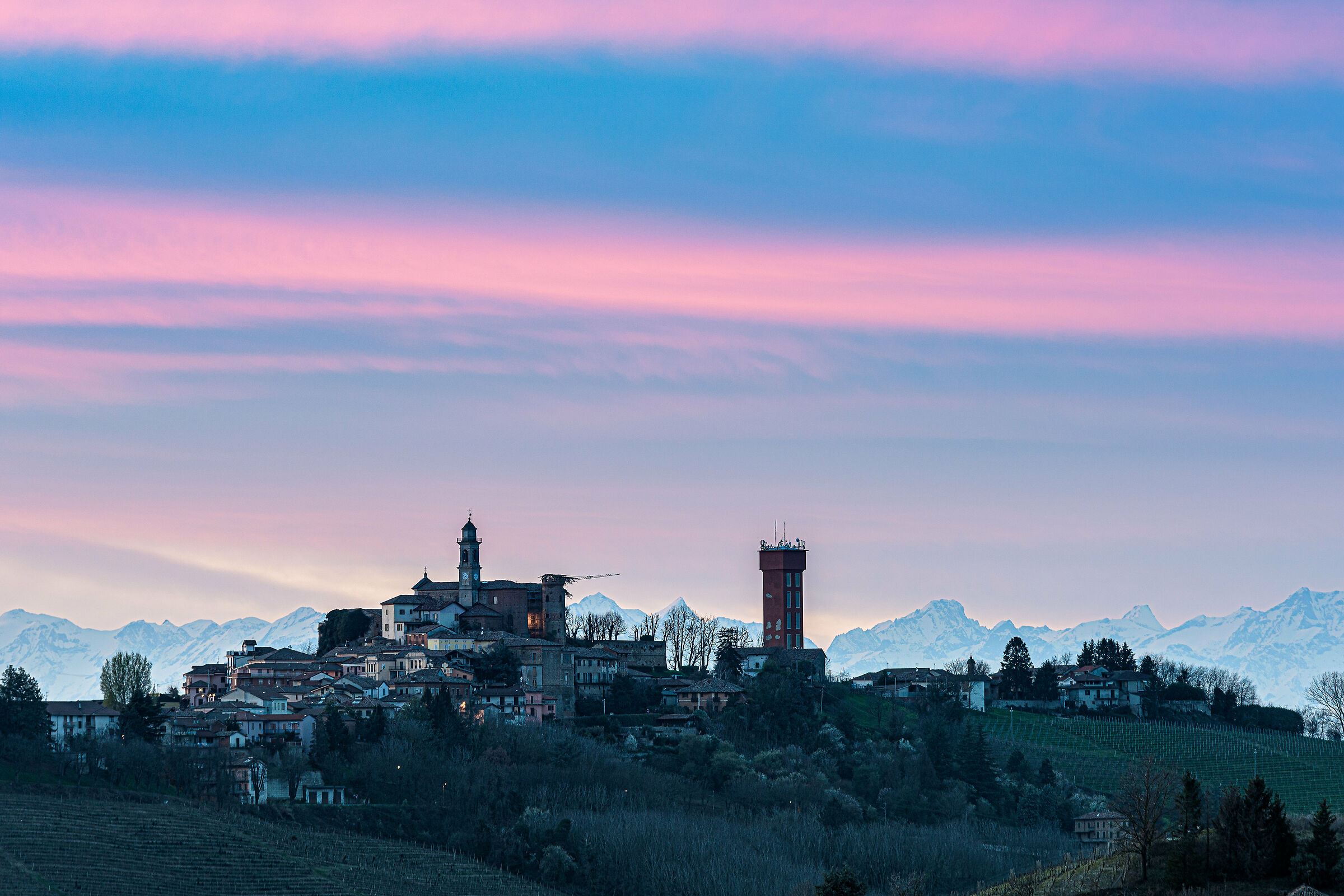 Landscape, sunset, view of calosso 01