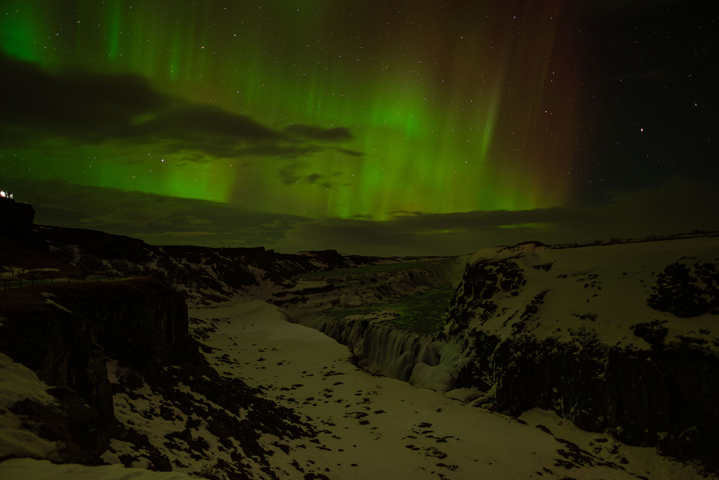 Gullfoss with Northern Lights