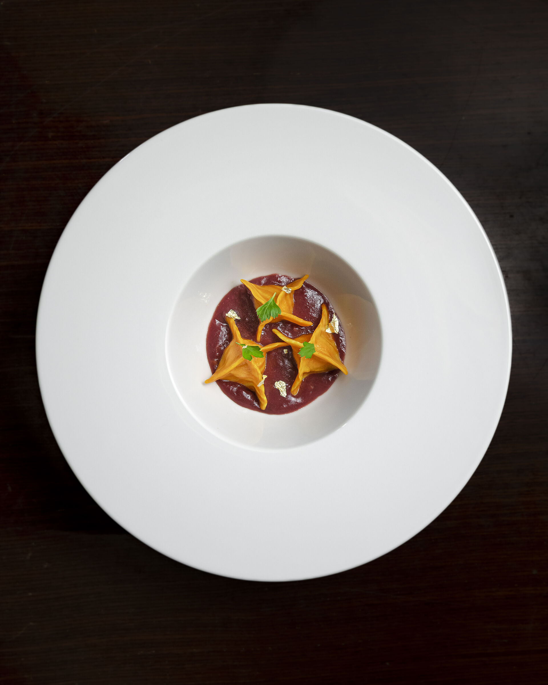 Fagottini su salsa al vino porto