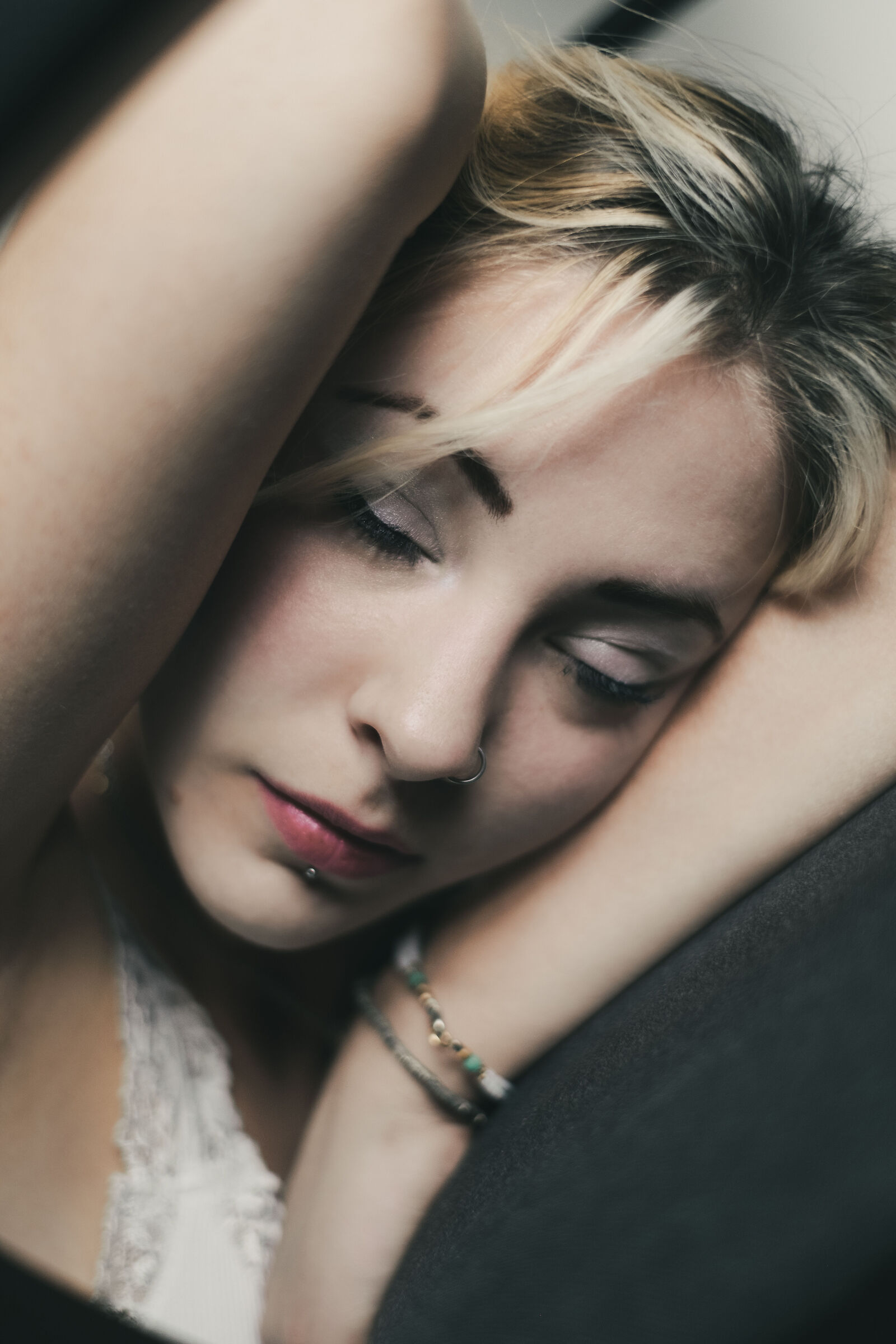 The beautiful Pamela in vintage style post production