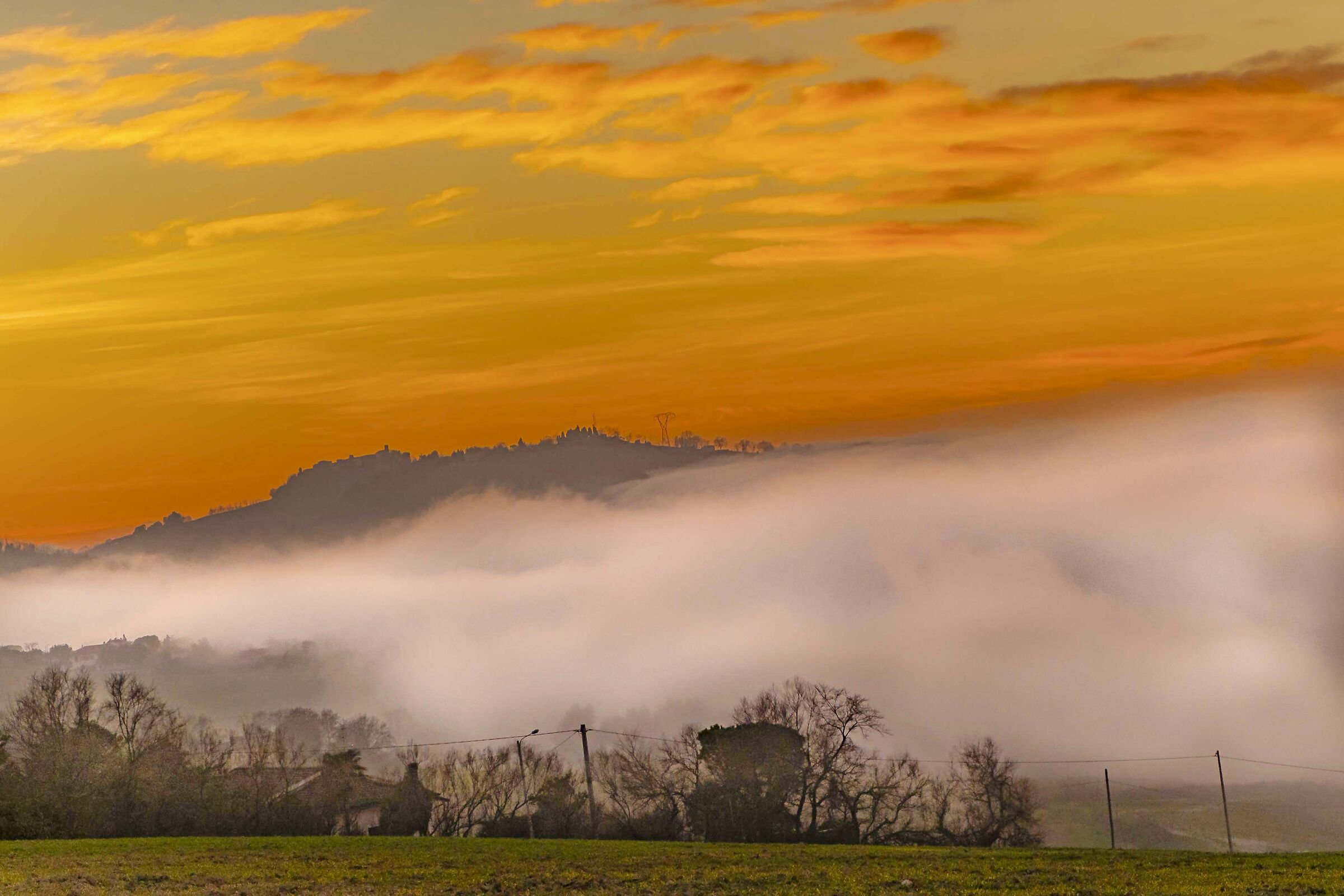 Sunset with fog