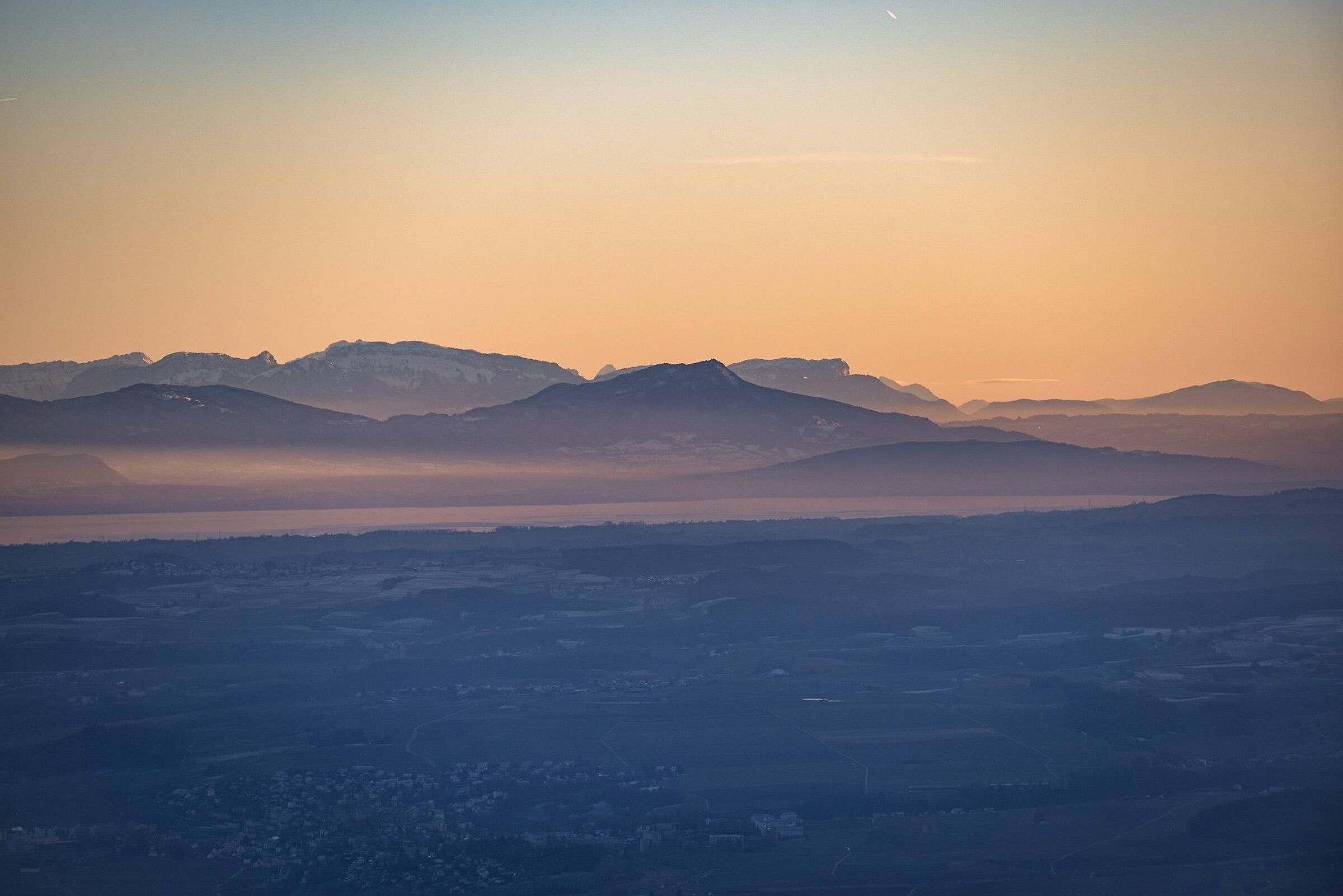 Brume serali sul Lago Lemano, Bullet, VD, Svizzera