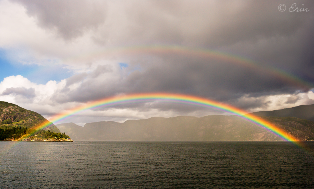 Double rainbow. Osterfjord, Norway.