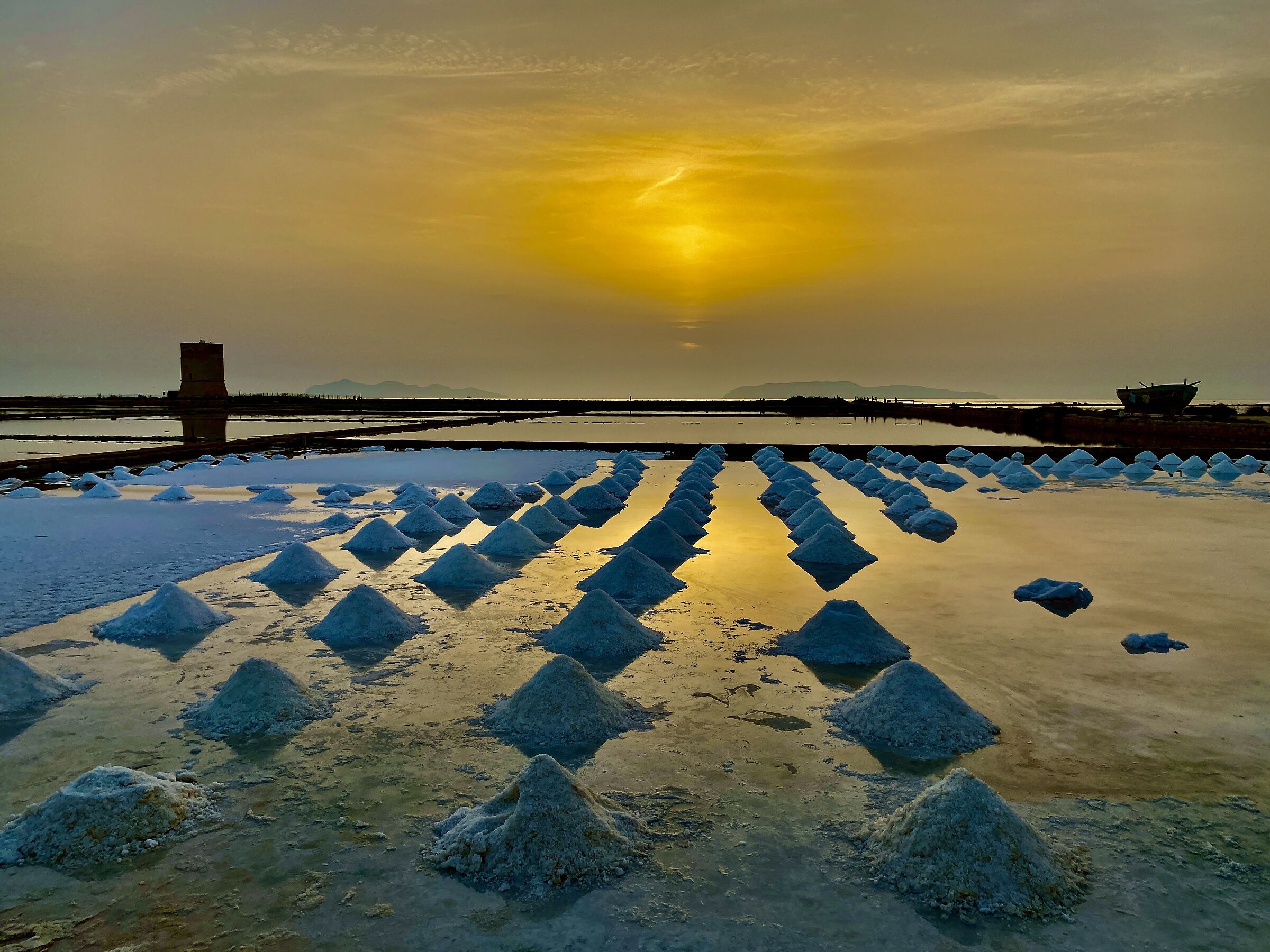 Trapani salt pans sunset