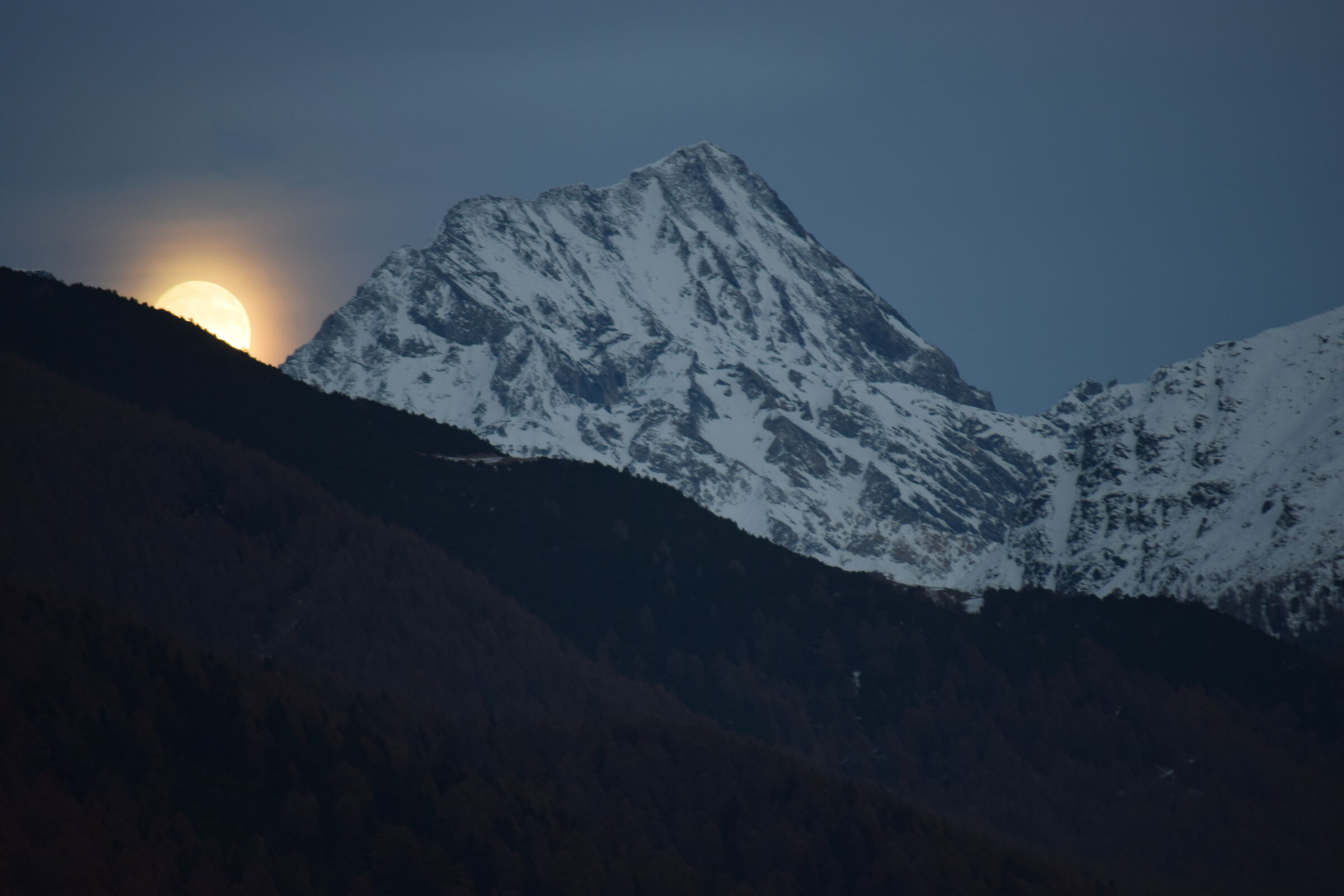 The moon peeks out