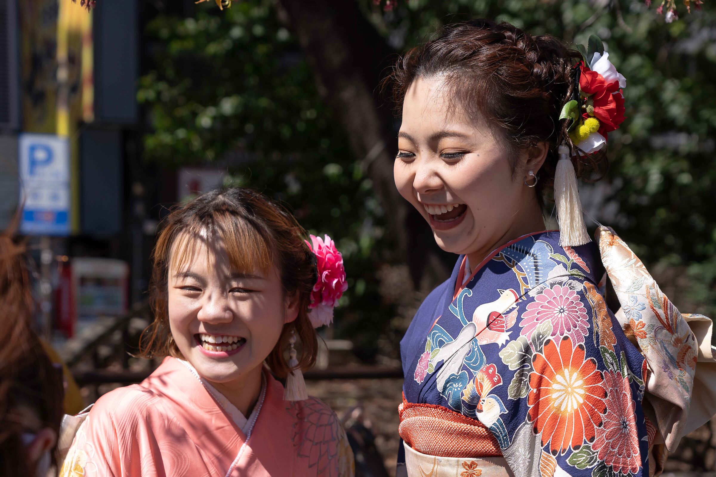 Two girls in kimonos