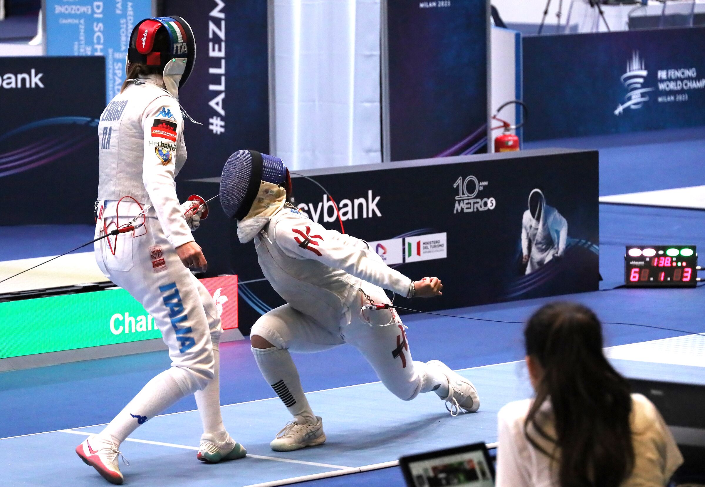 Blow to the back by our standard-bearer