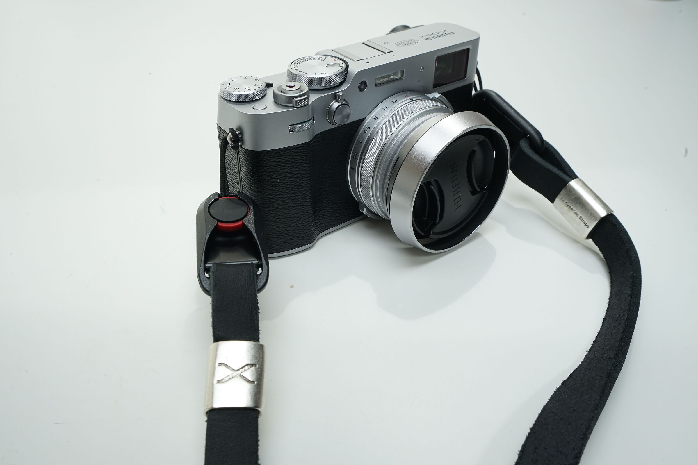 X Leather Camera Strap Black - Silver X 15mm