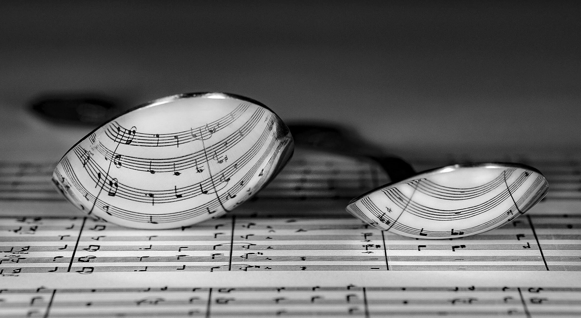 Note musicali riflessi sul cucchiaio