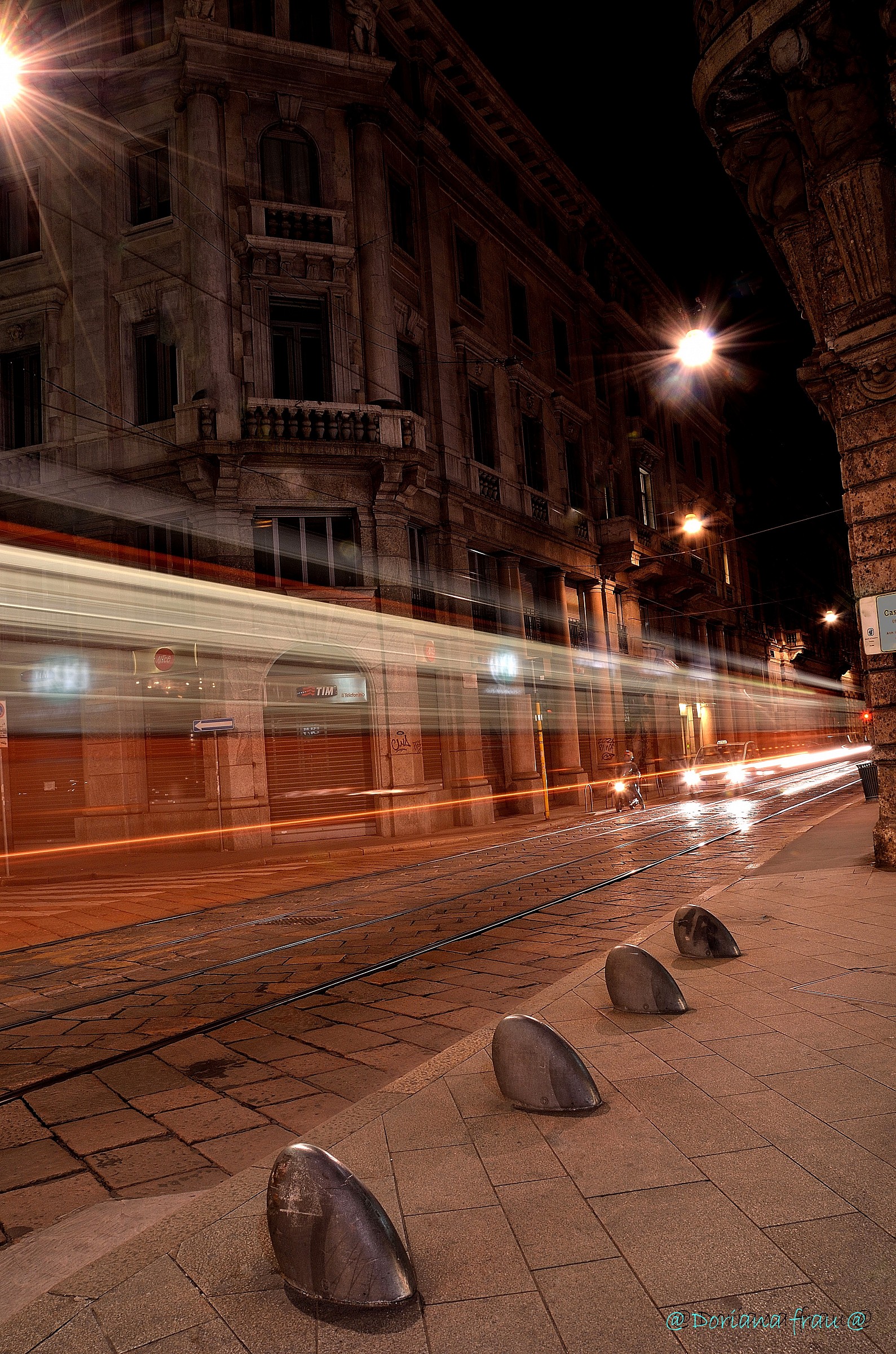 Tram at night