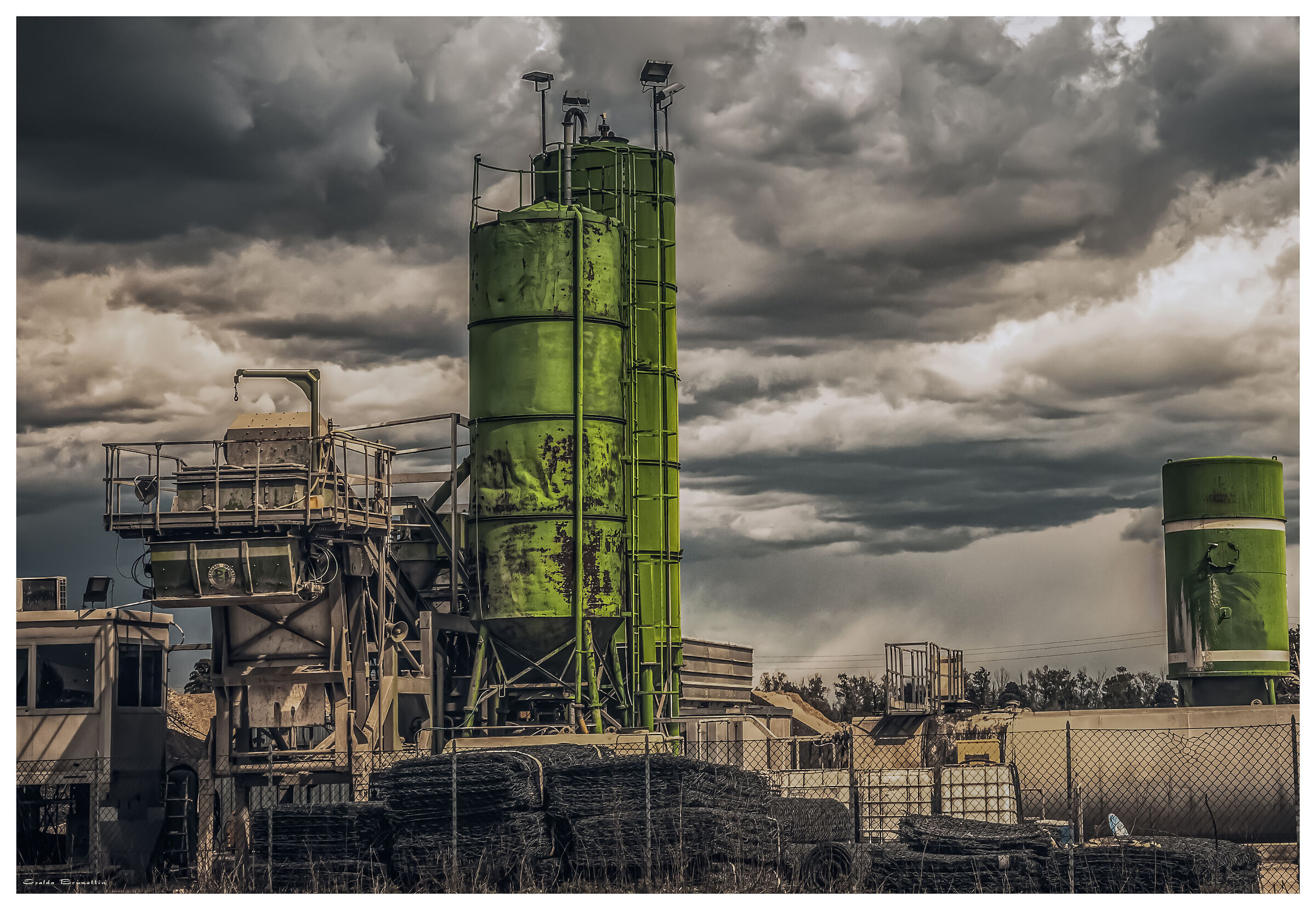 Old green silos.
