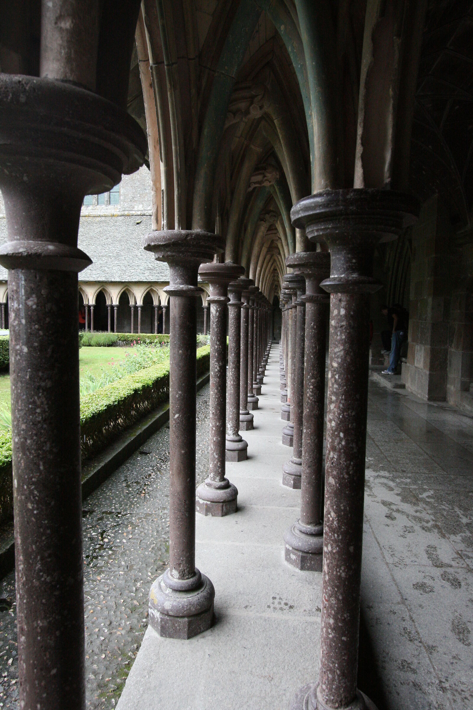 the columns of the cloister, abbey of Mont-Saint-Michel