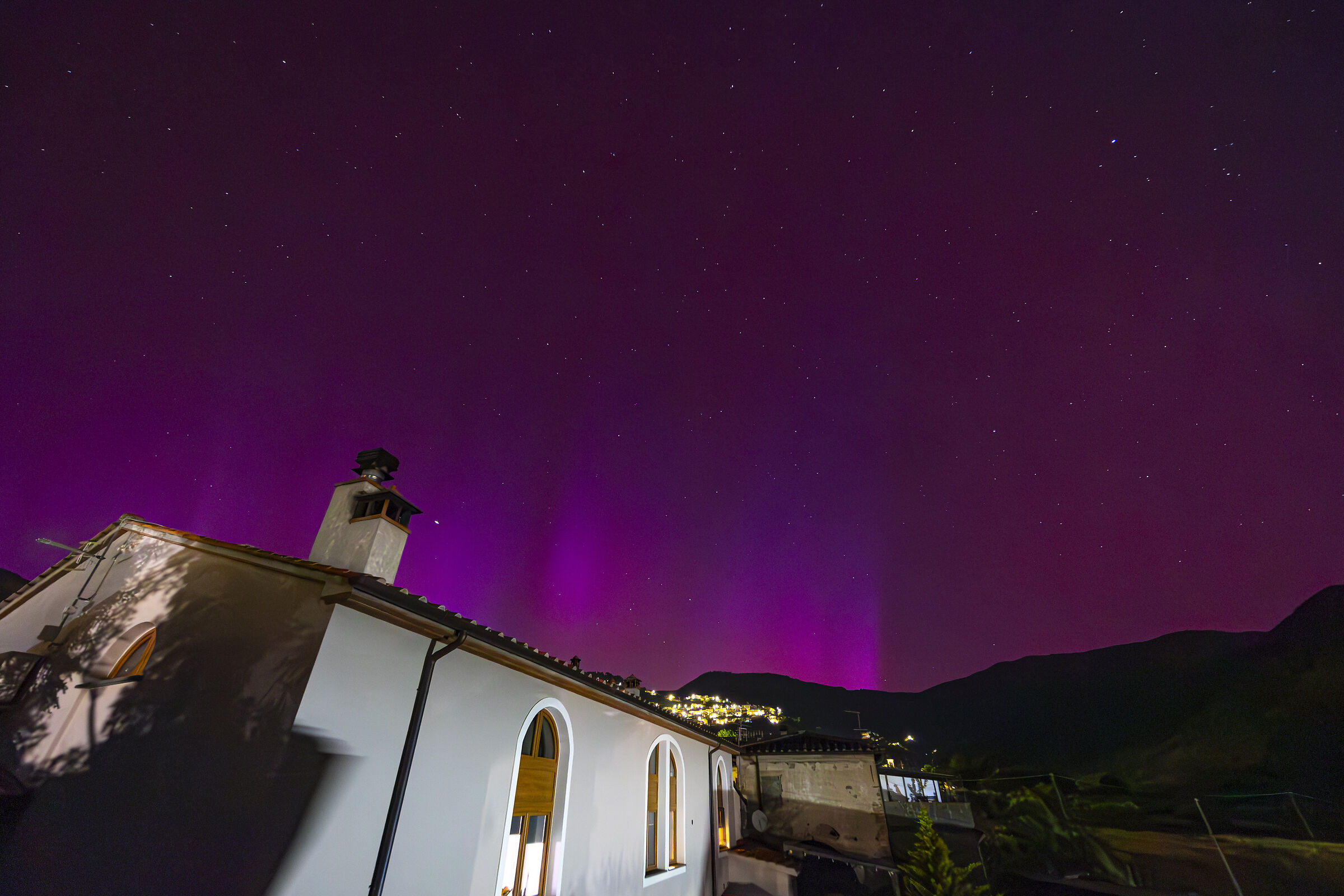 From the roof of the house... ?