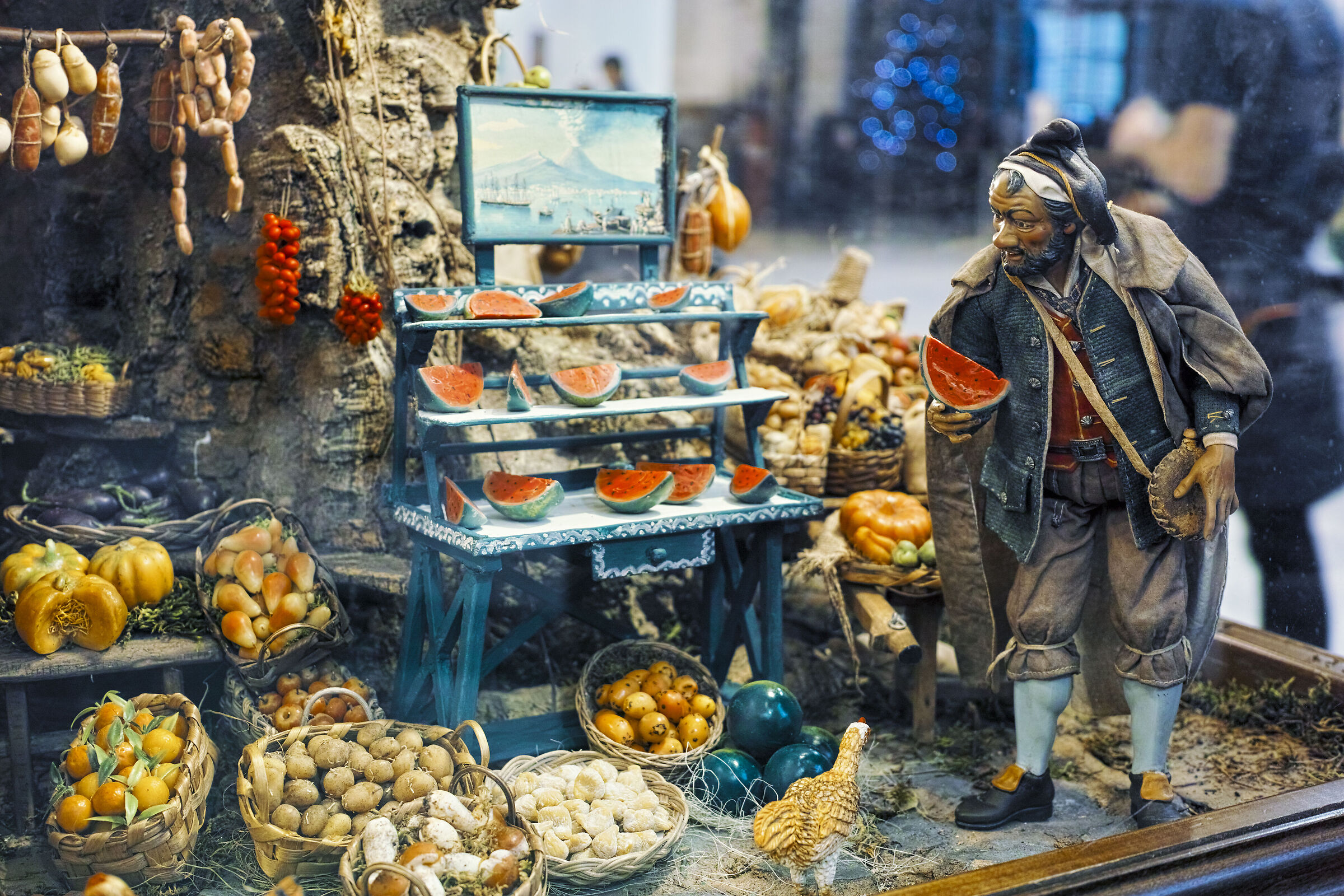 Cibo presepiale con dipinto del golfo dell'epoca