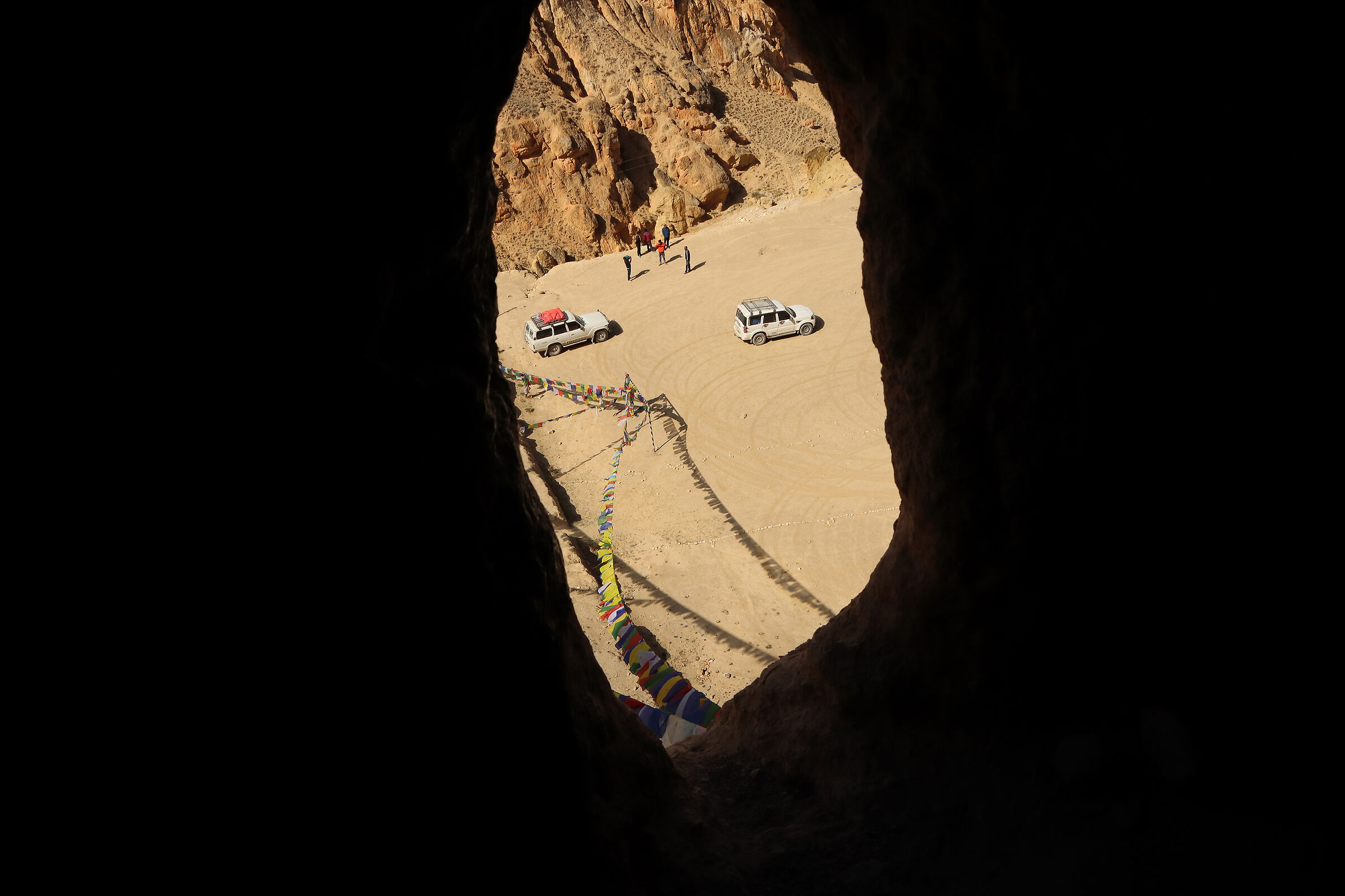Climbing through the rock holes