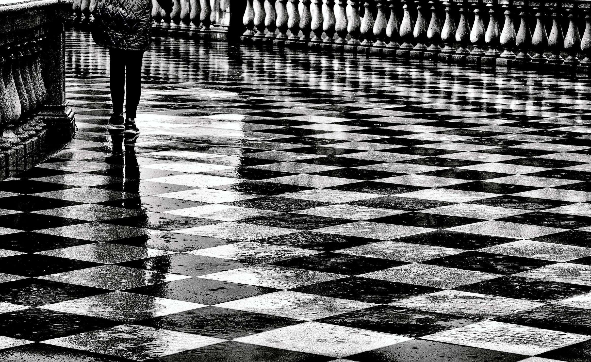 Rain on the forecourt