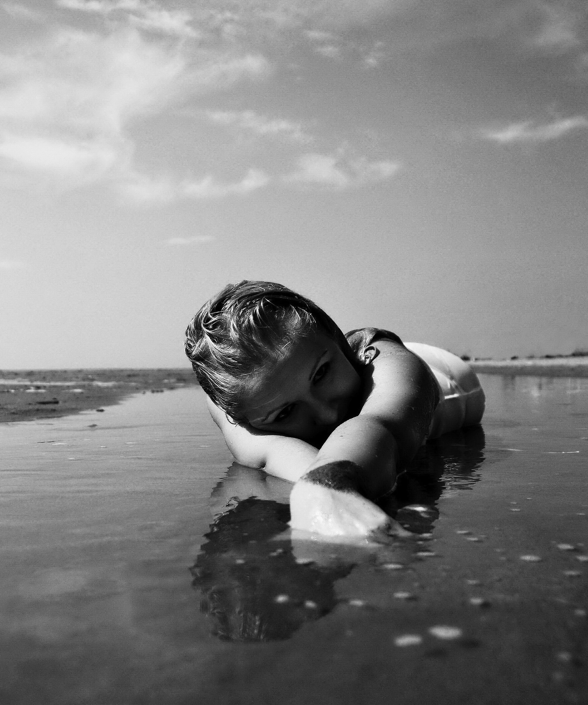 On the surface of the water