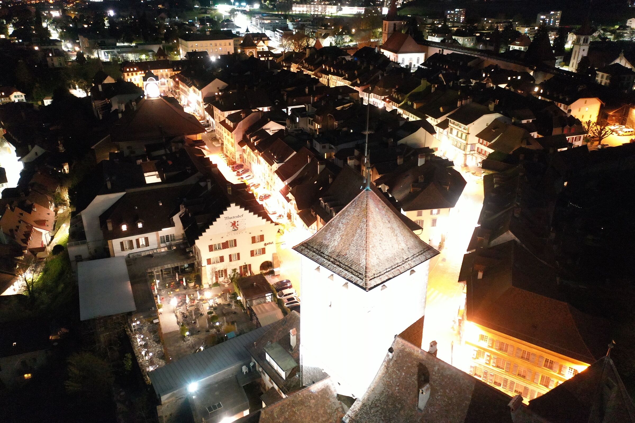 Village of Murten by night