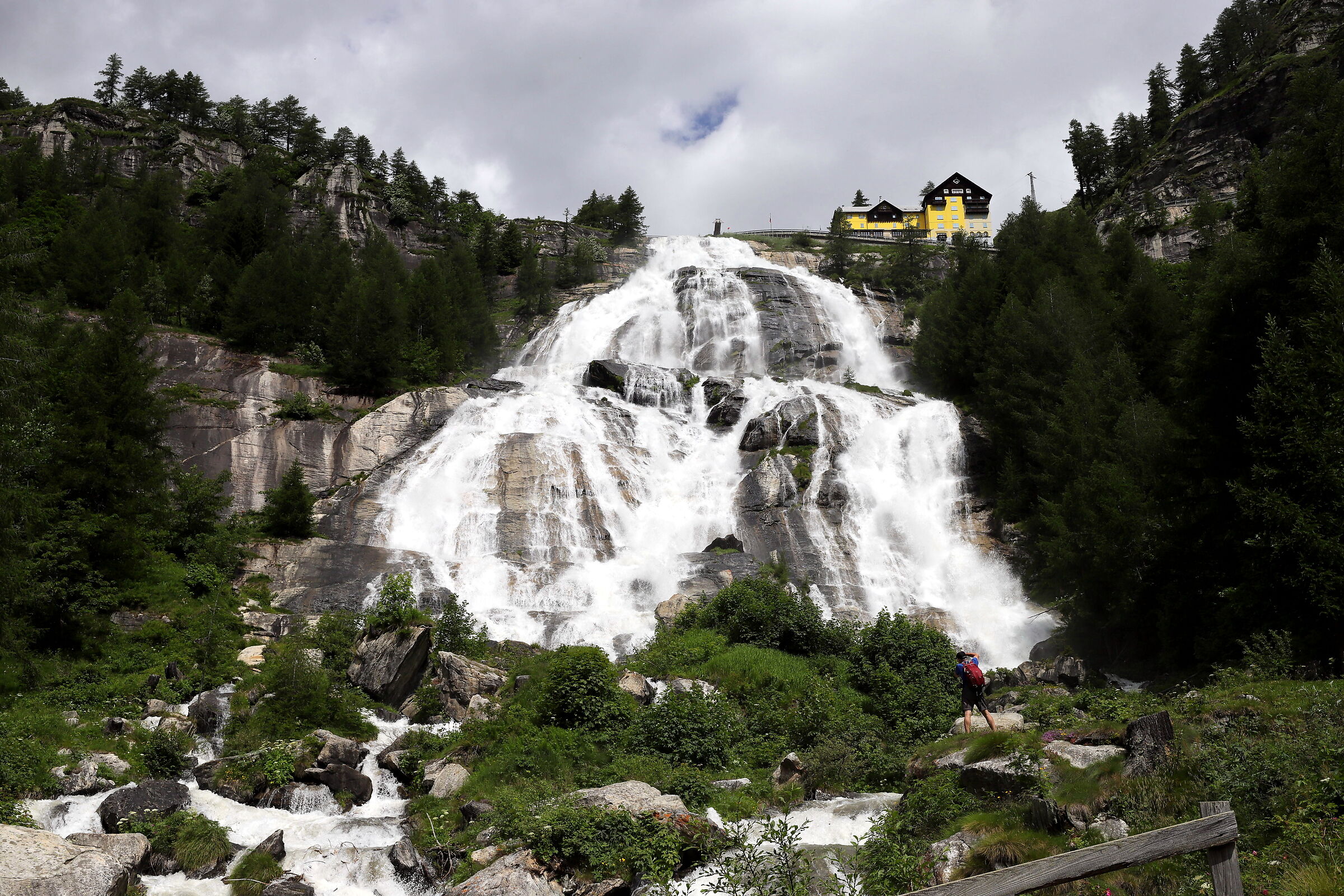 Toce Waterfall. The one at the bottom is Gino.
