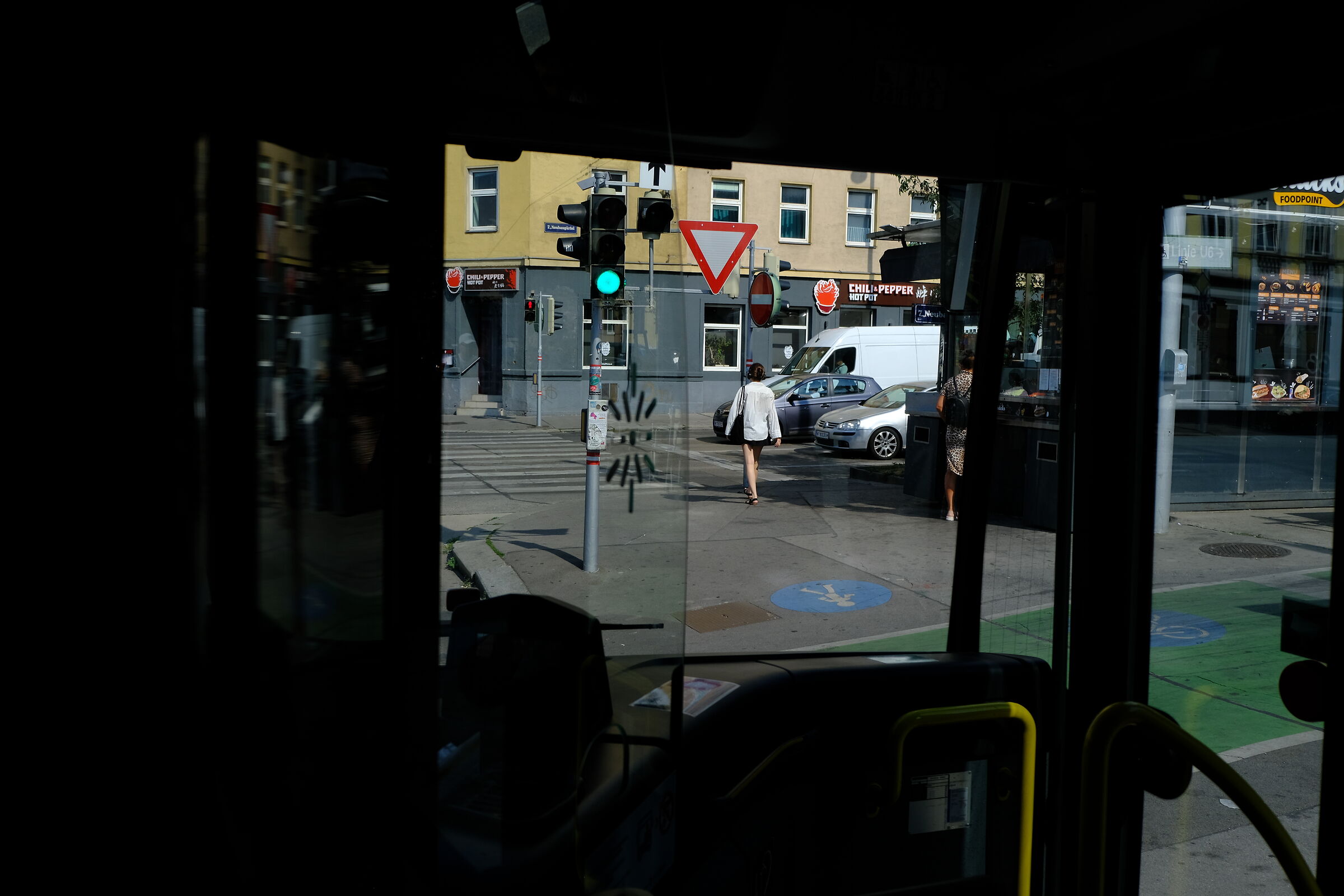 On the tram