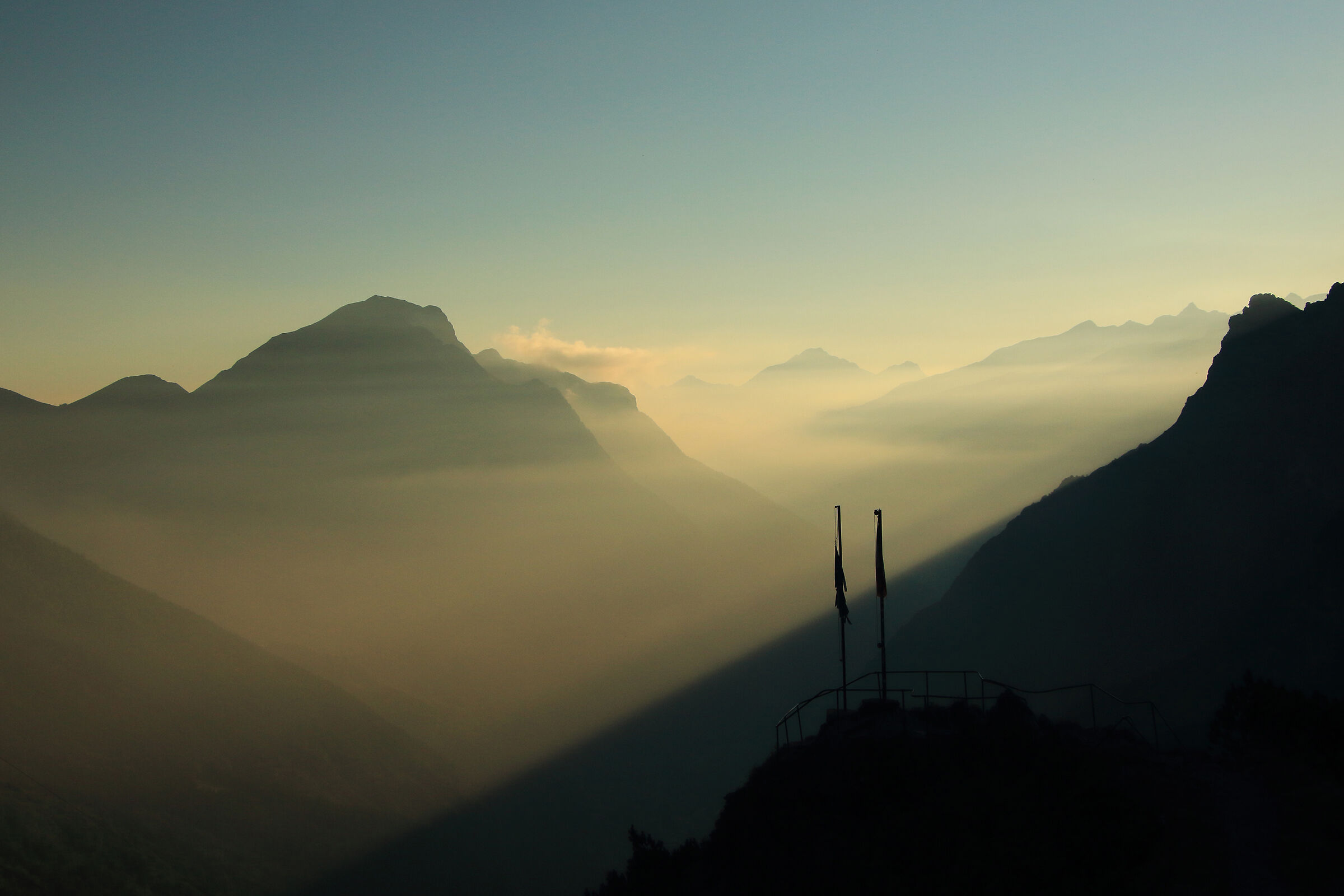 It's evening at high altitude