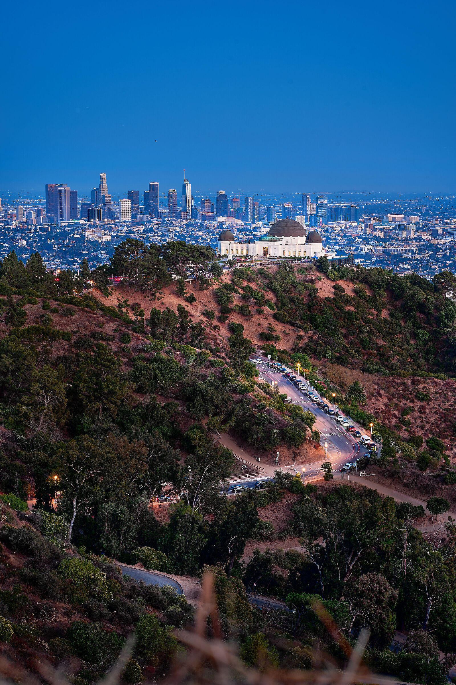 Griffith Observatory on LA Downtown