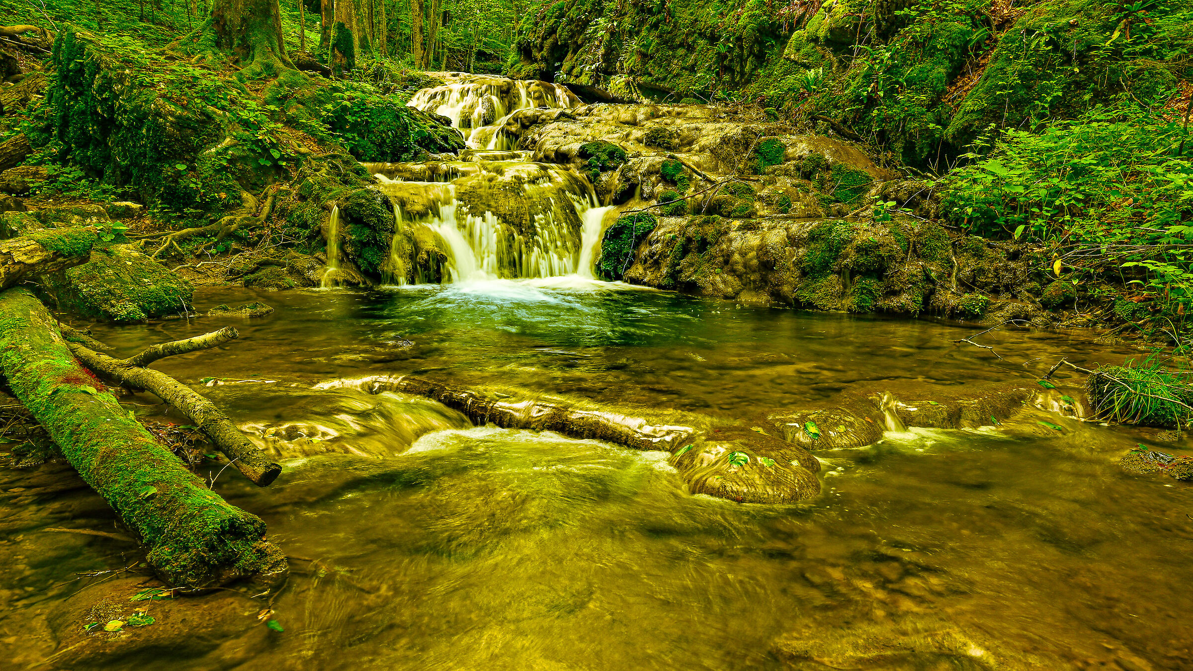 Rock jumps Wild stream