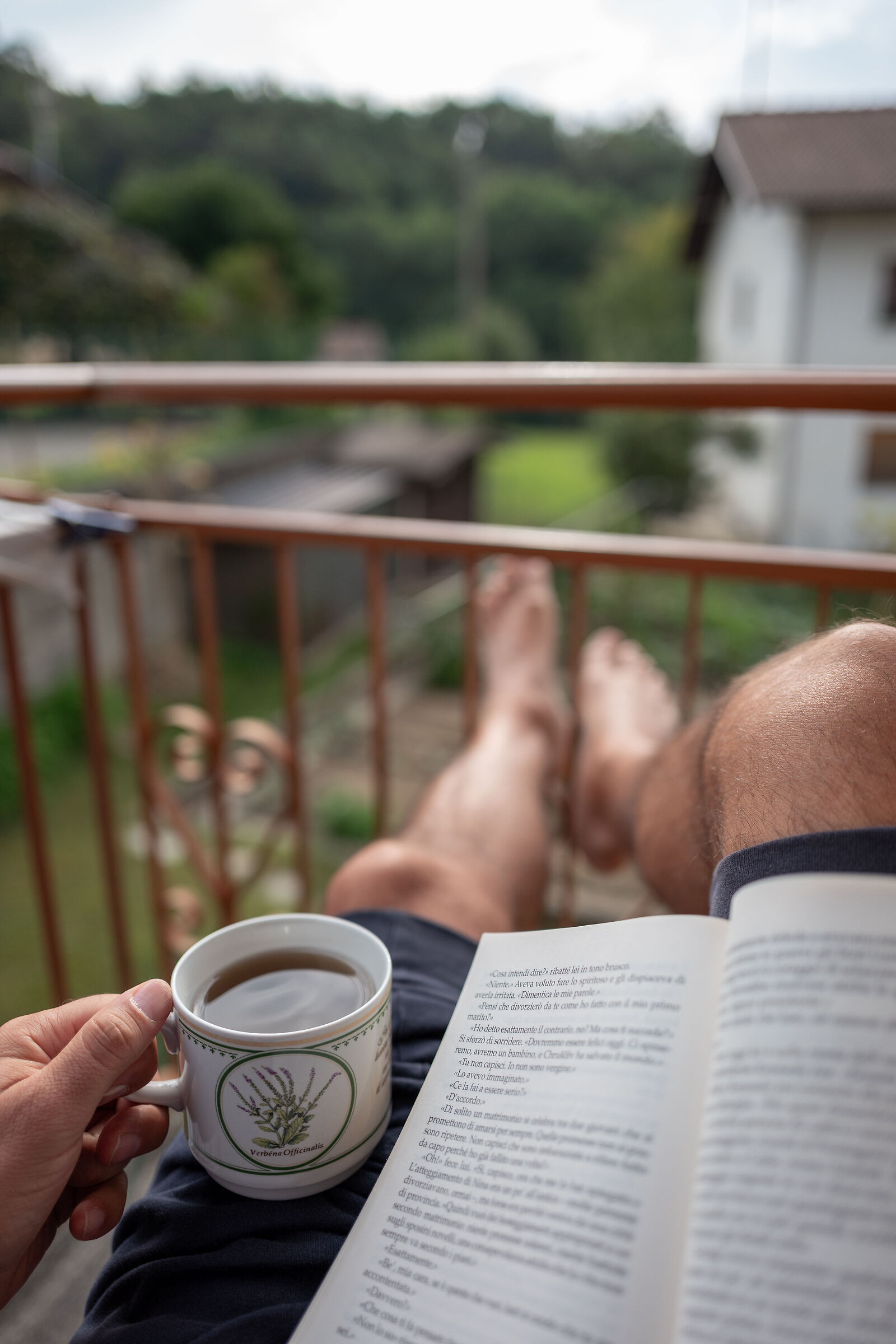 Home, relax, book and mushroom coffee
