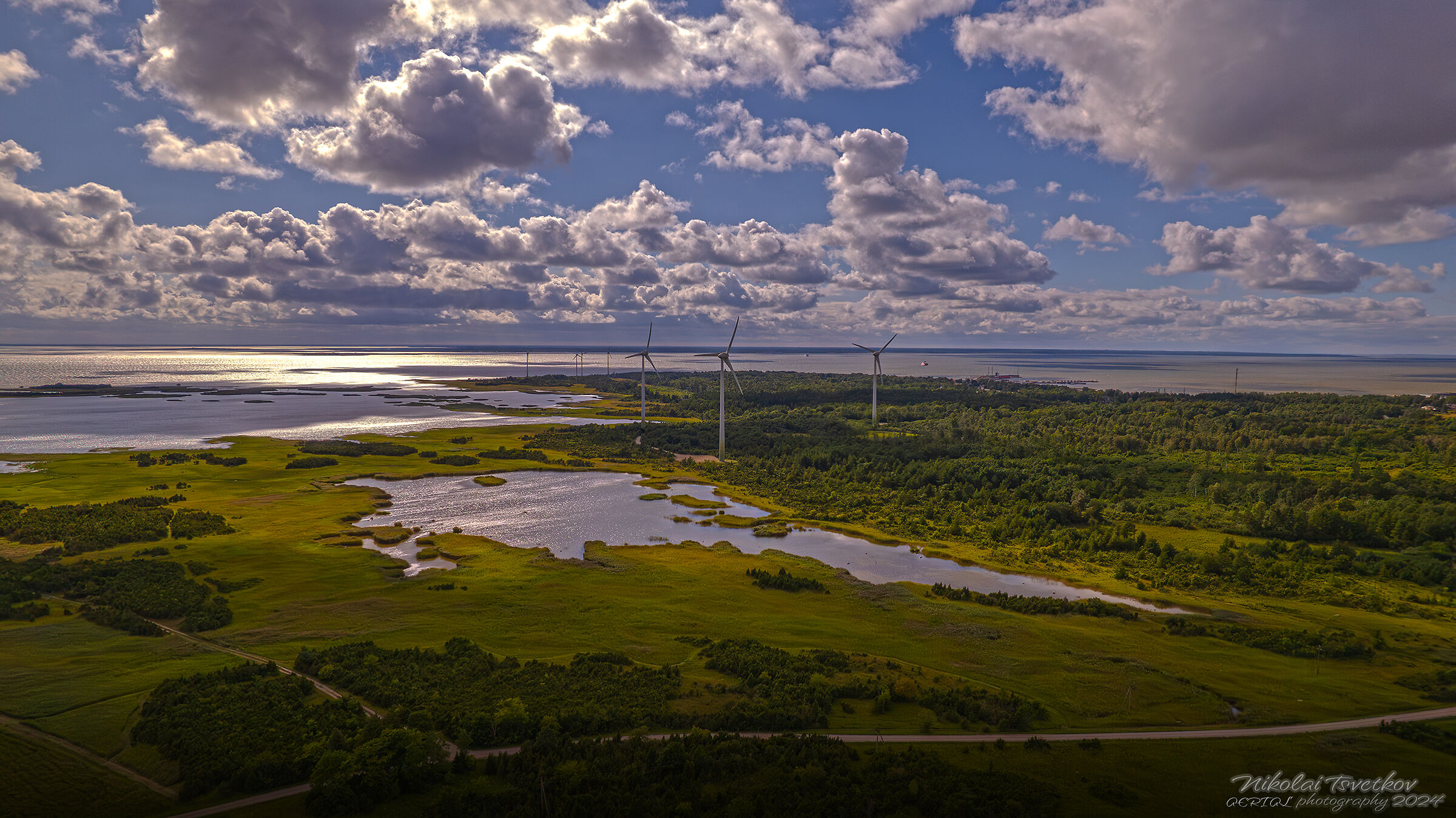 Landscape with wind generators