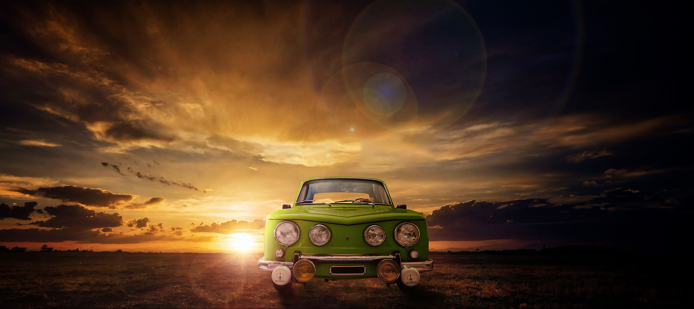 Renault 8 Gordini at sunset