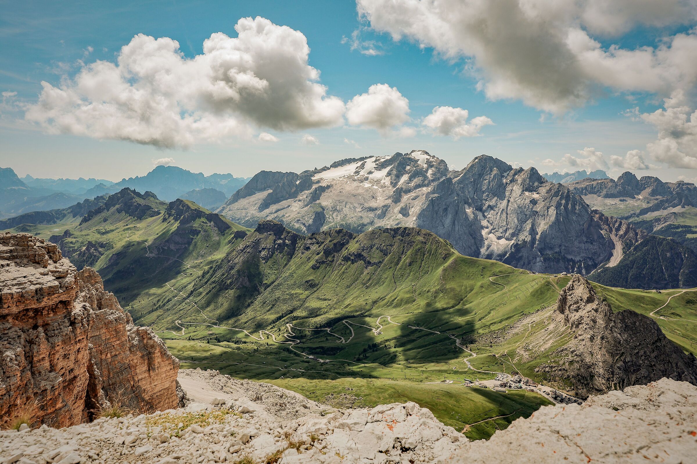 View from above Pordoi Pass