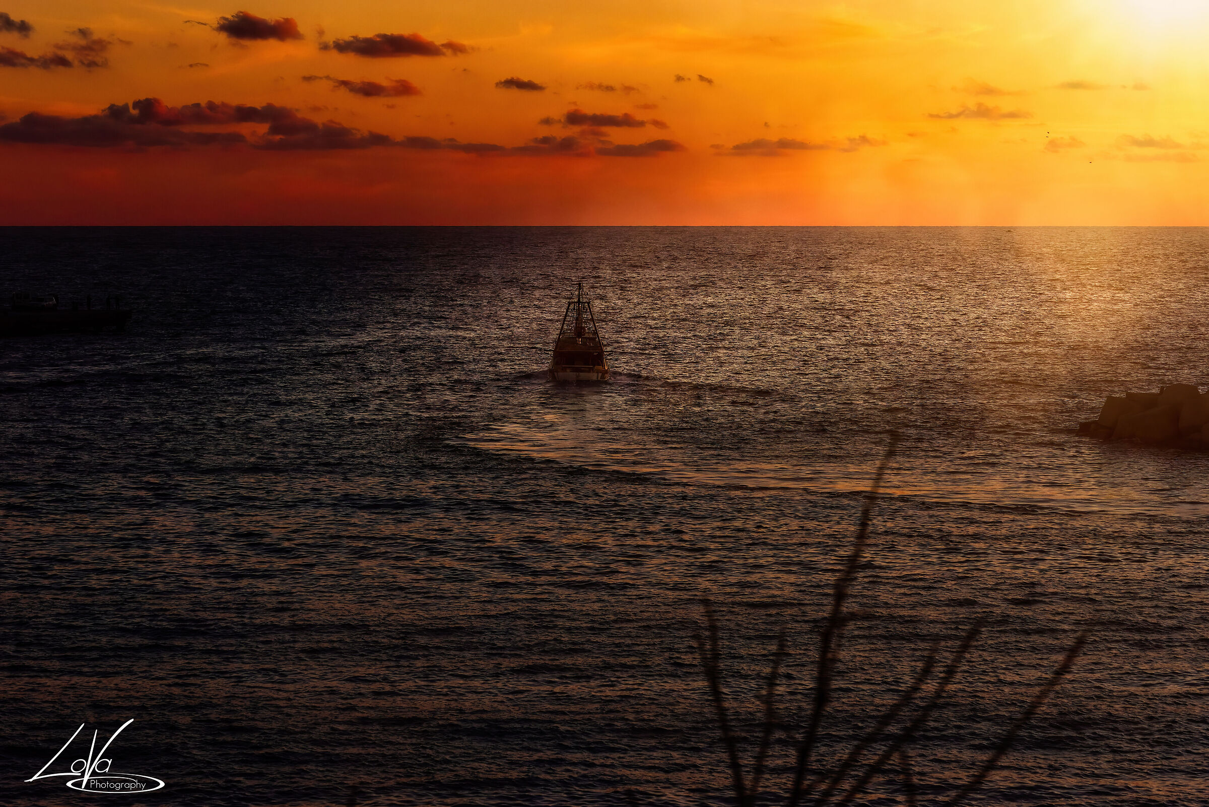 Departing fishing boat