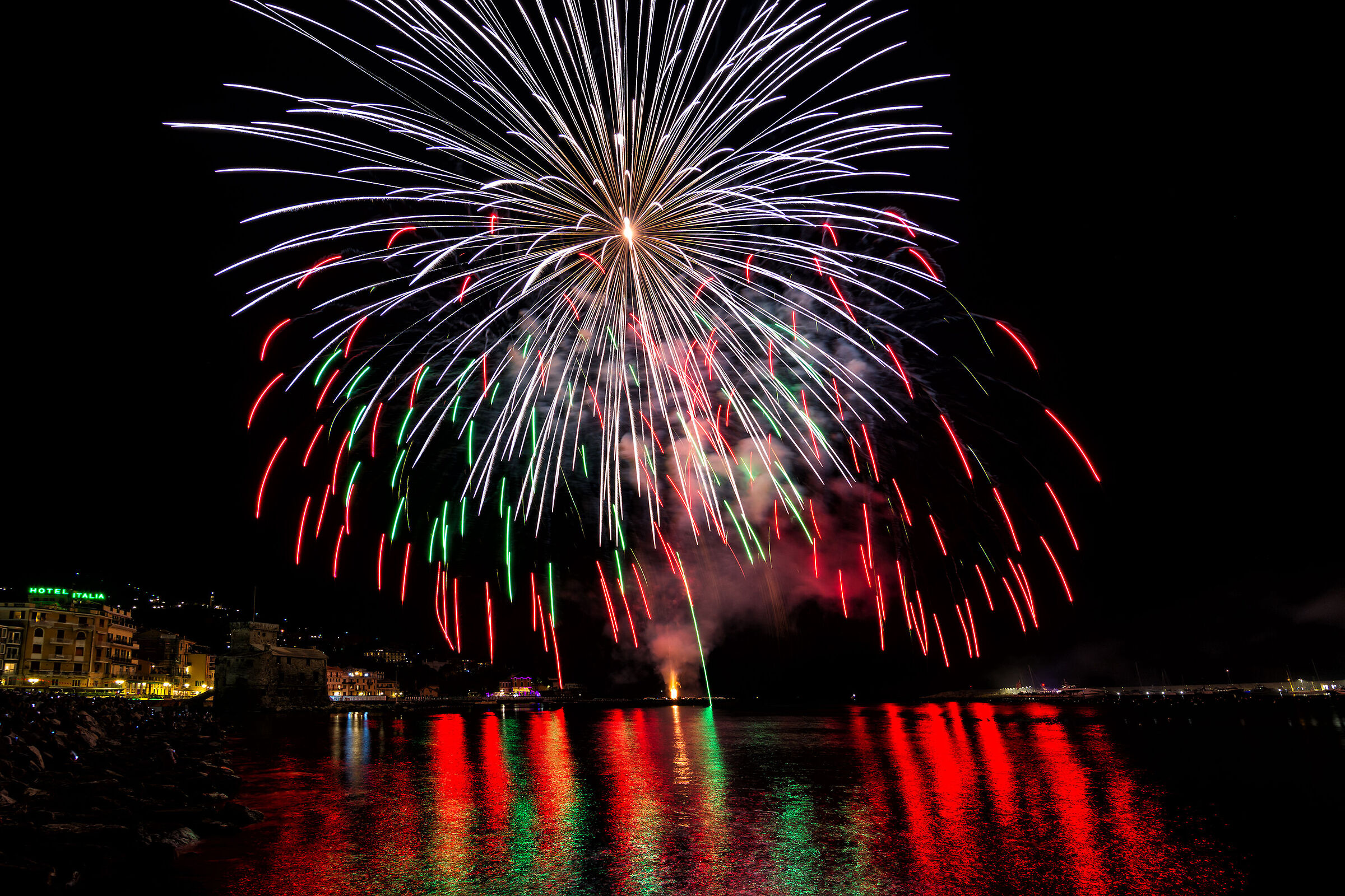 White, red and green