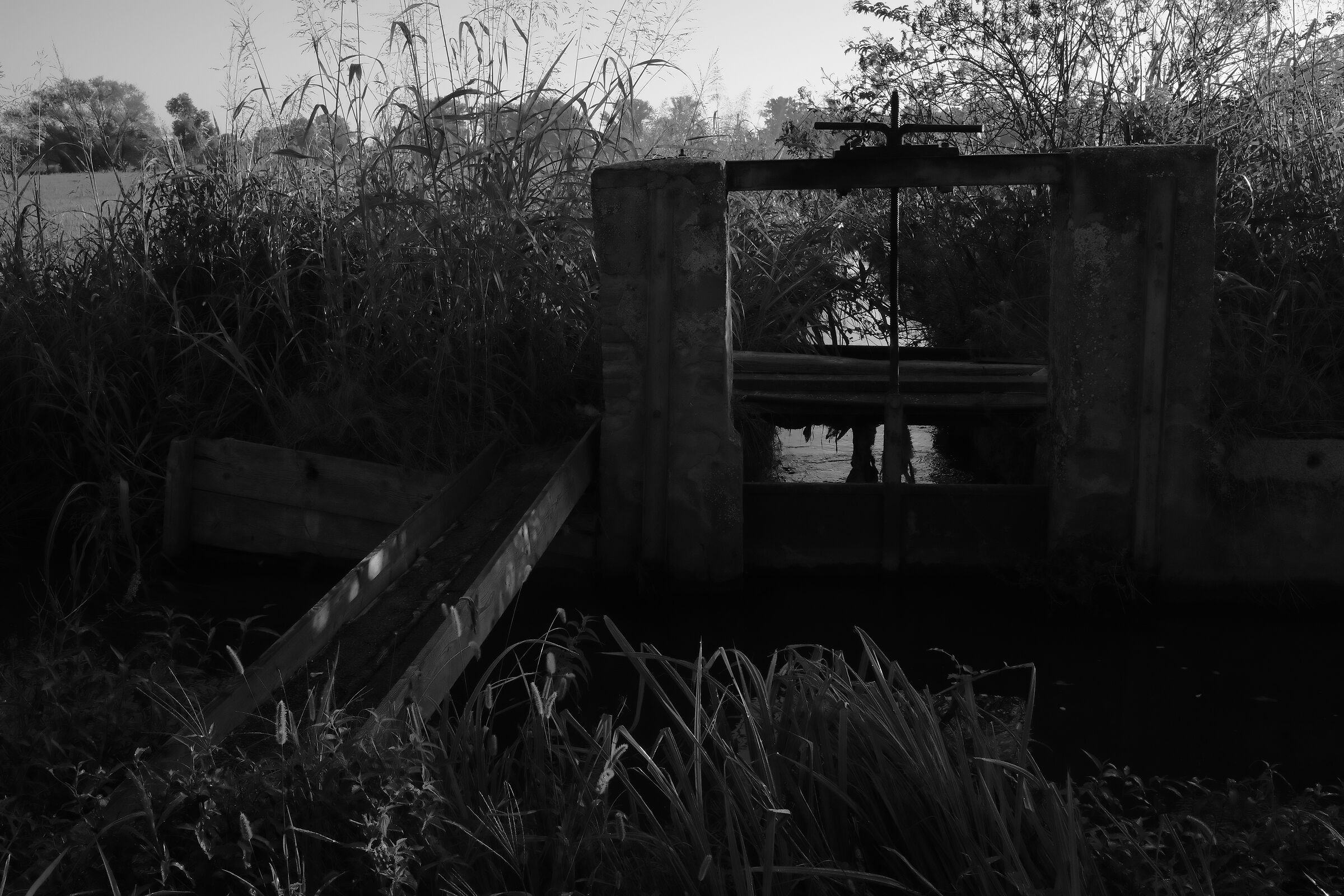 Chiusa di irrigazione con paratia in ferro