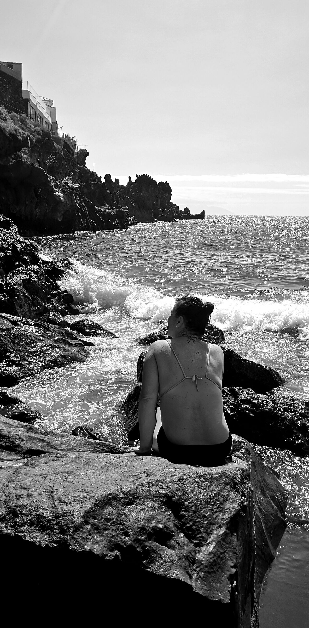Tenerife. Playa del Duque. Figure, before sunset.