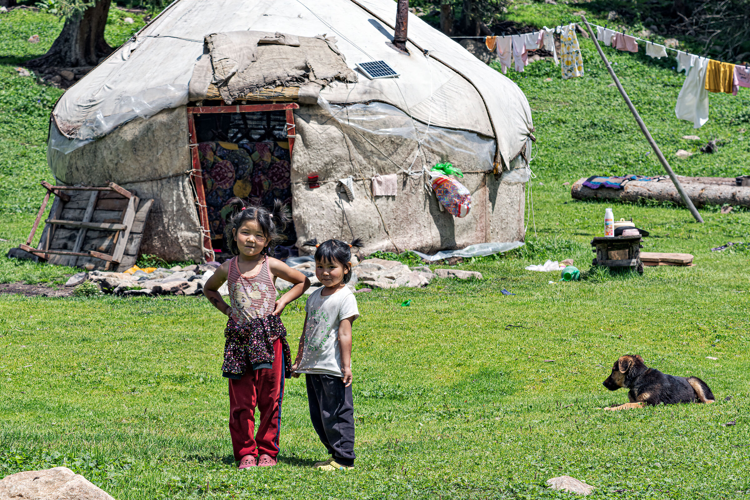Chon Kyzyl, pastorelle al pascolo negli alpeggi estivi.
