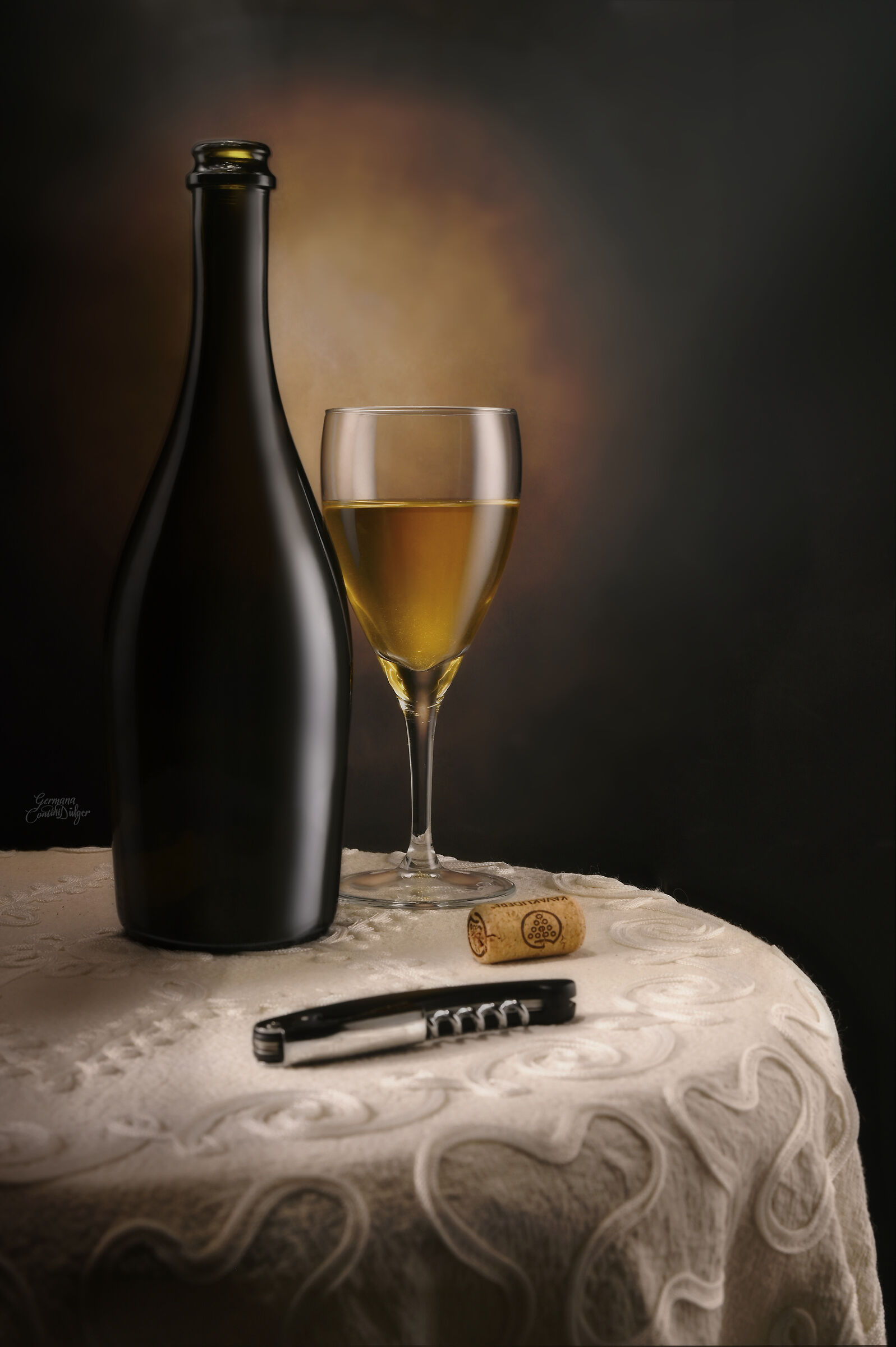 Bottles and glass on coffee table