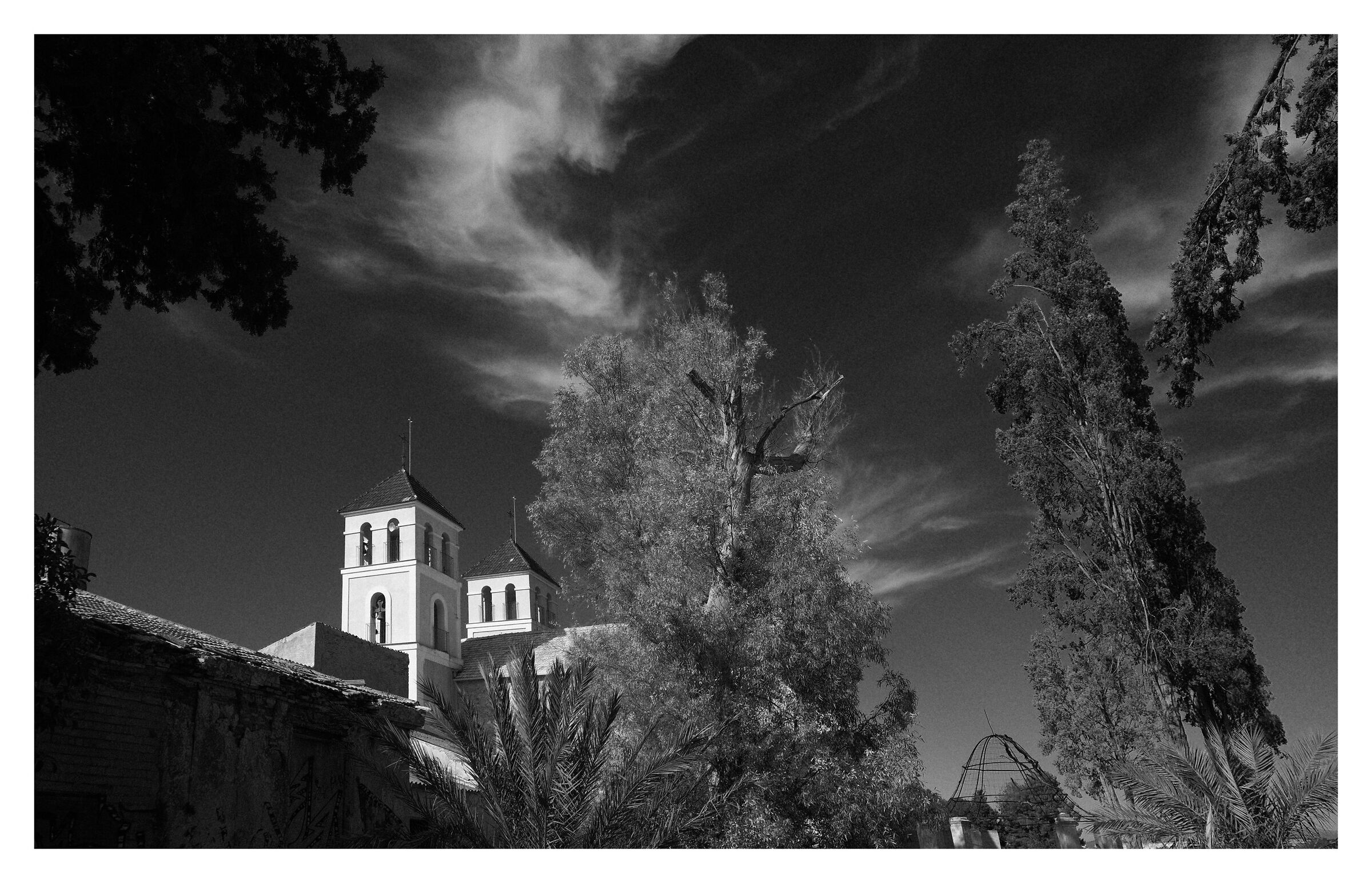 Clear sky church tower