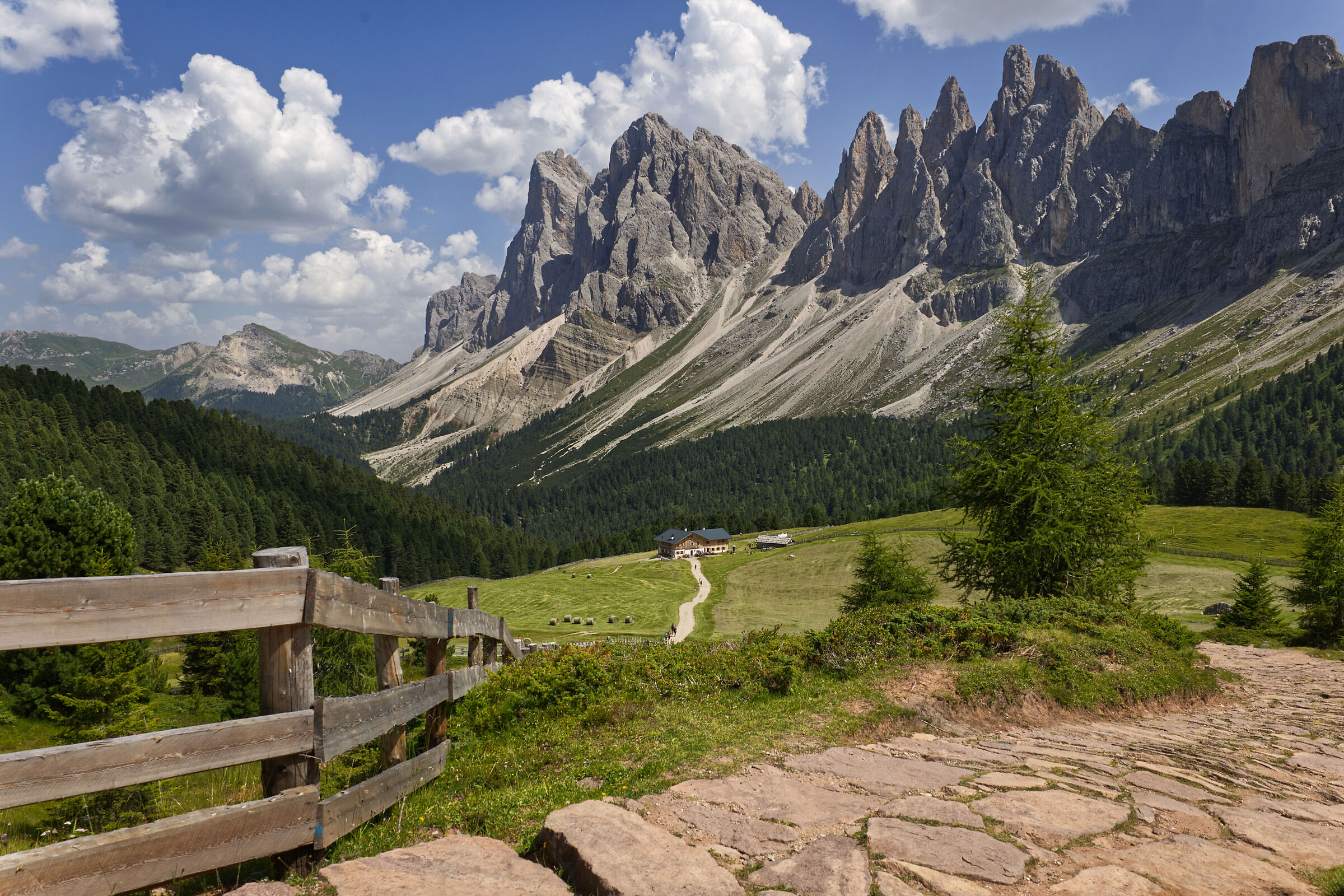 At the foot of the Geisler Mountains.