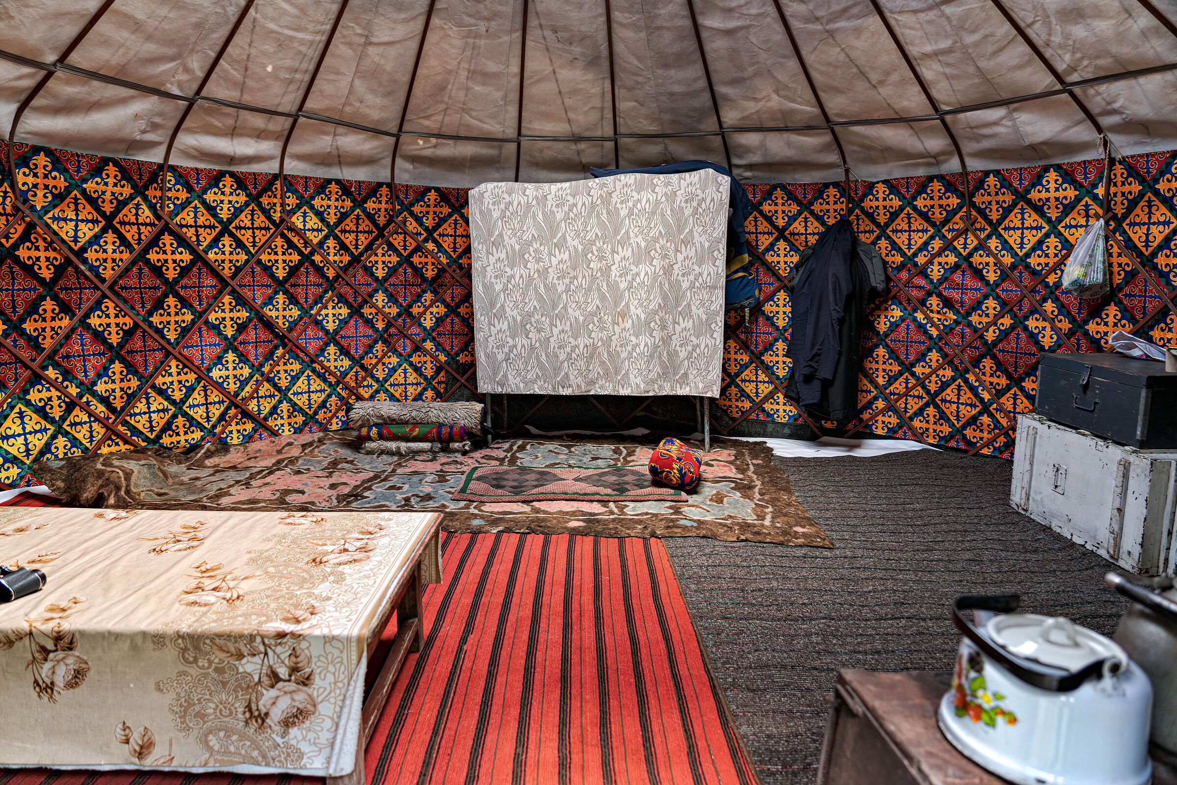 L'interno di una Yurta di un pastore